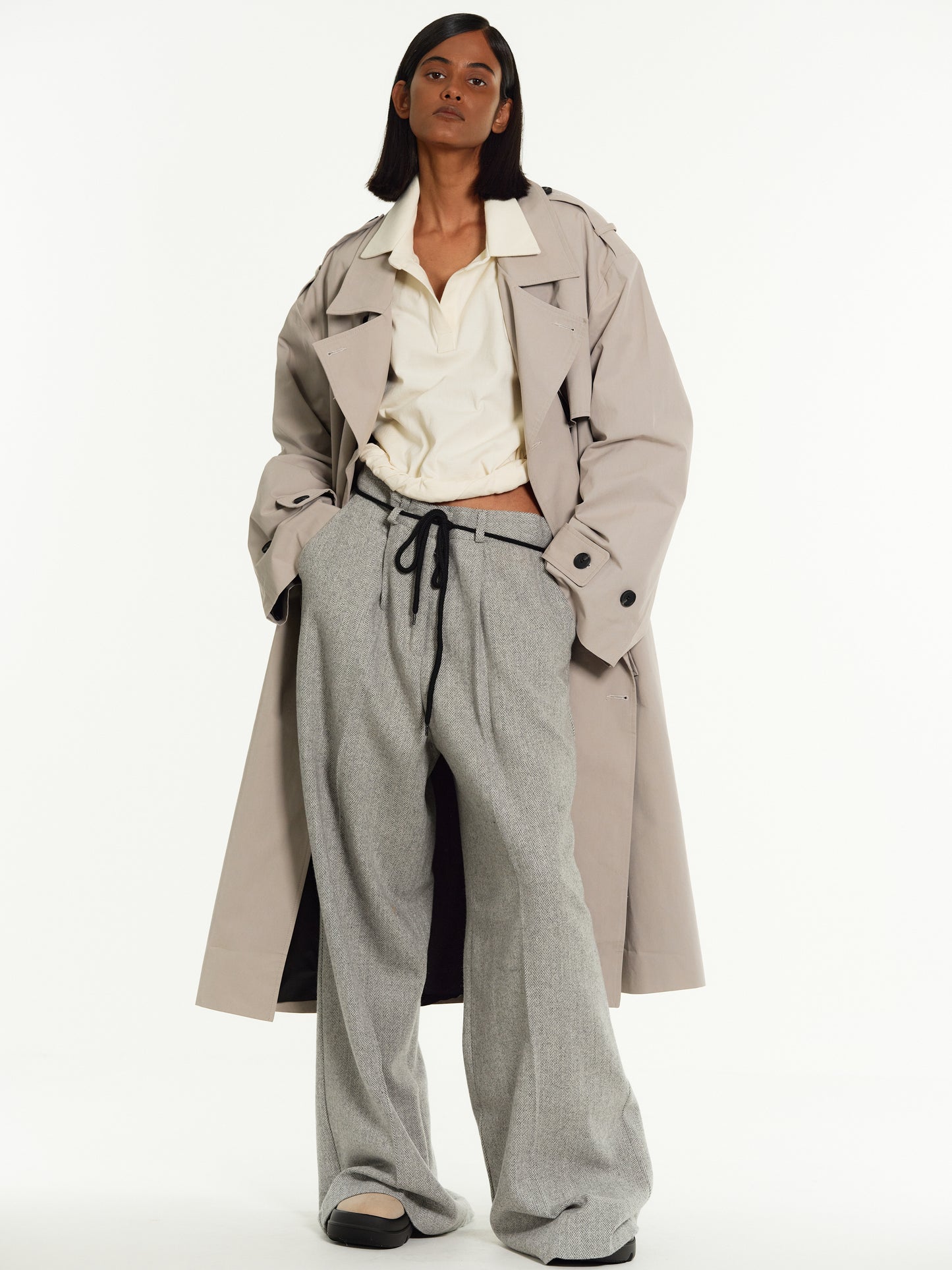 Unisex Trench Coat, Bisque
