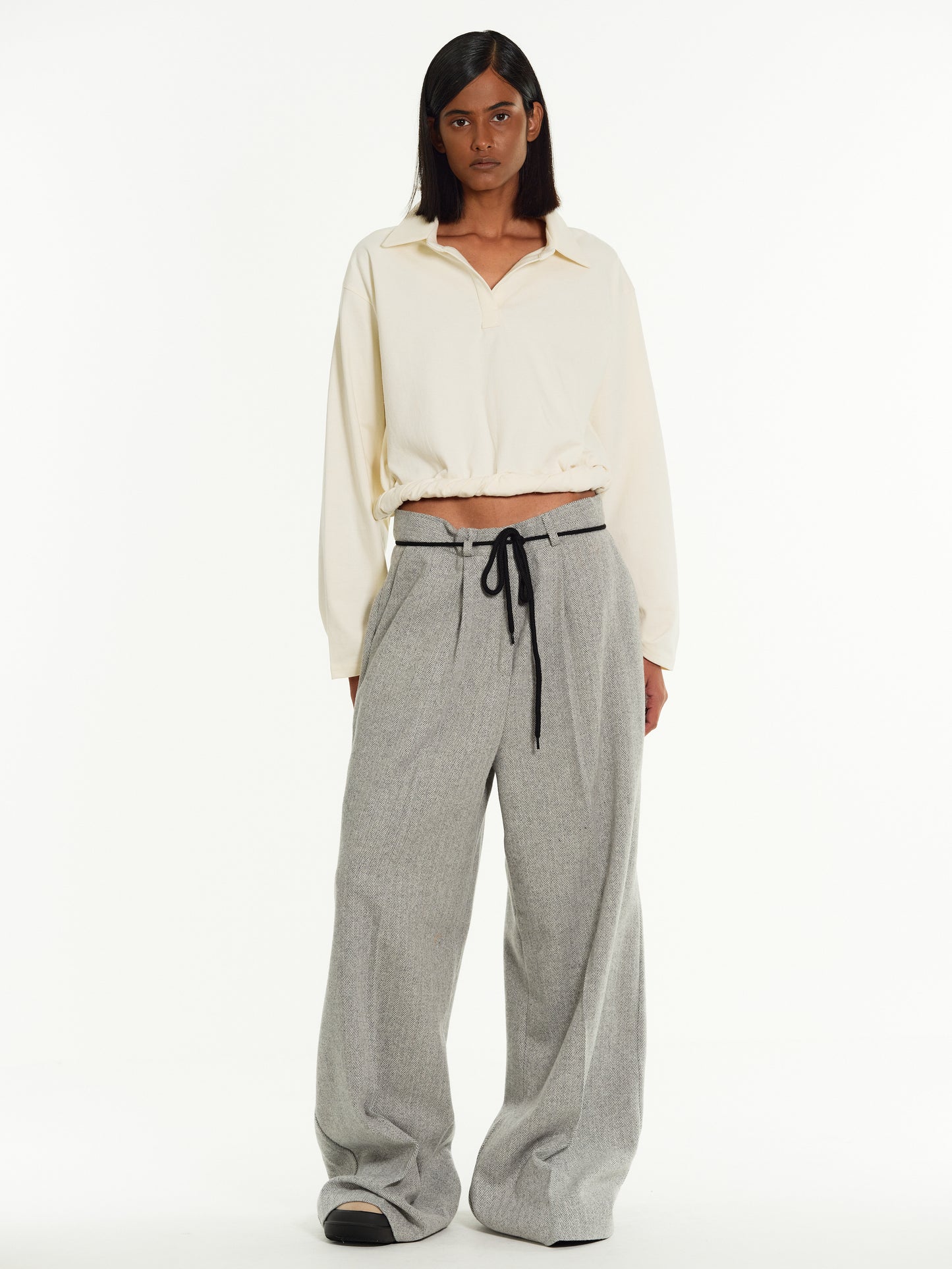 Oversized Wool Trousers, Grey Melange