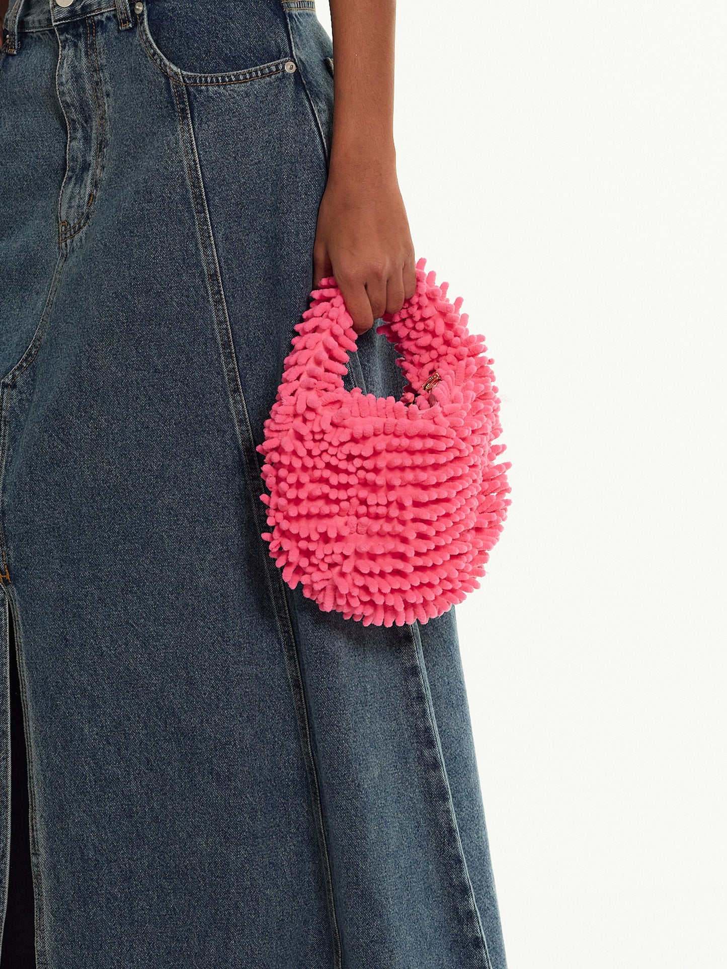 Chenille Knit Bag, Fuchsia