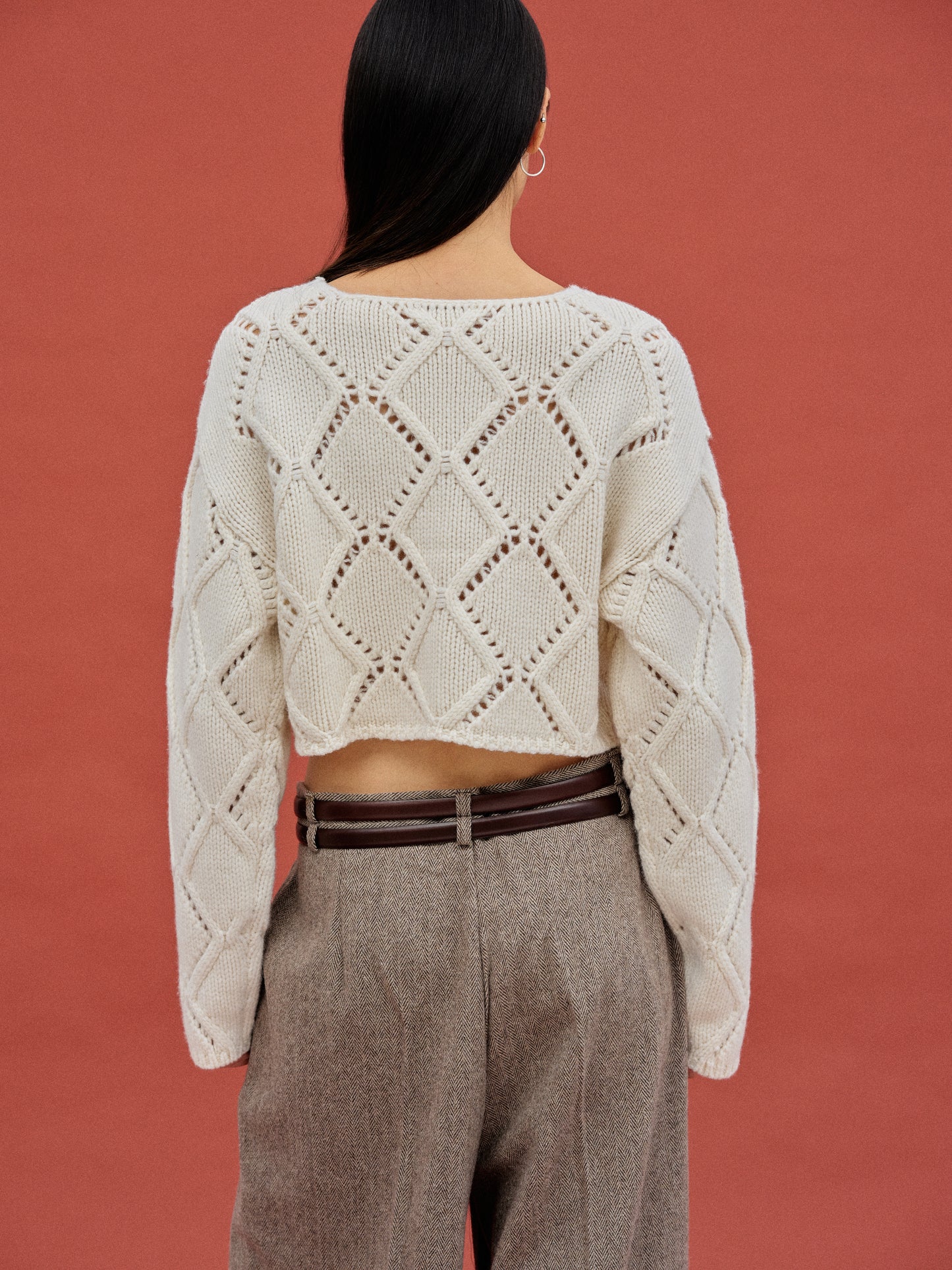 Merino Wool Crochet Knit, Ivory