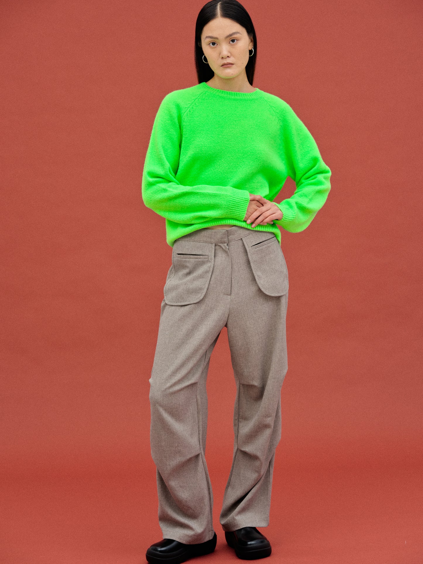 Inside-Out Pocket Trousers, Grey Melange