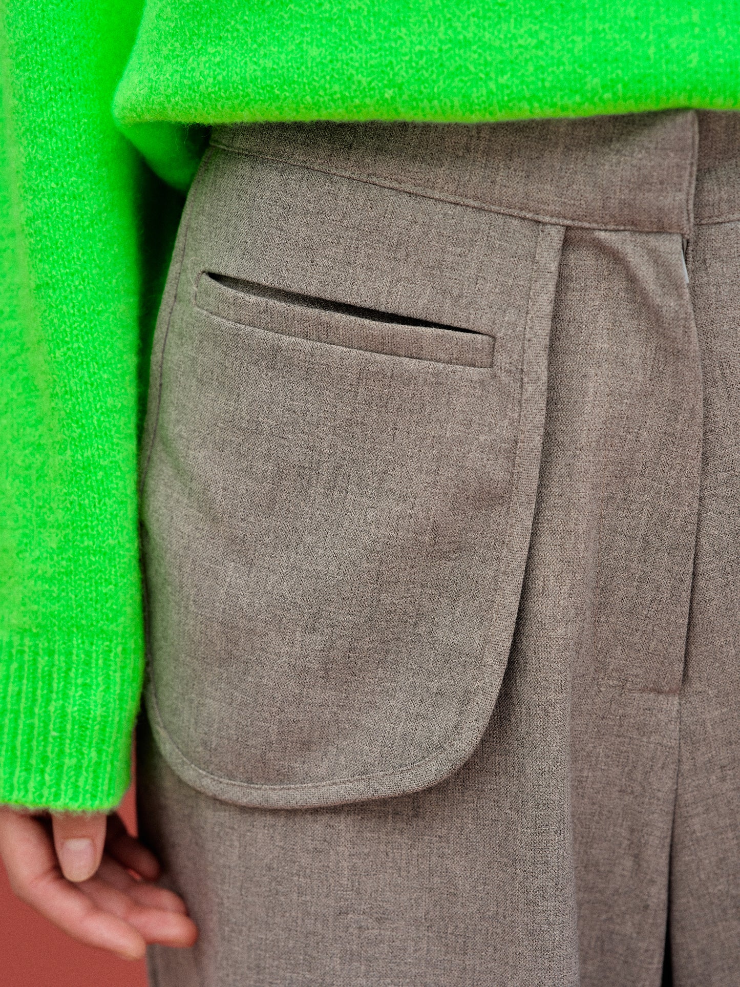 Inside-Out Pocket Trousers, Grey Melange