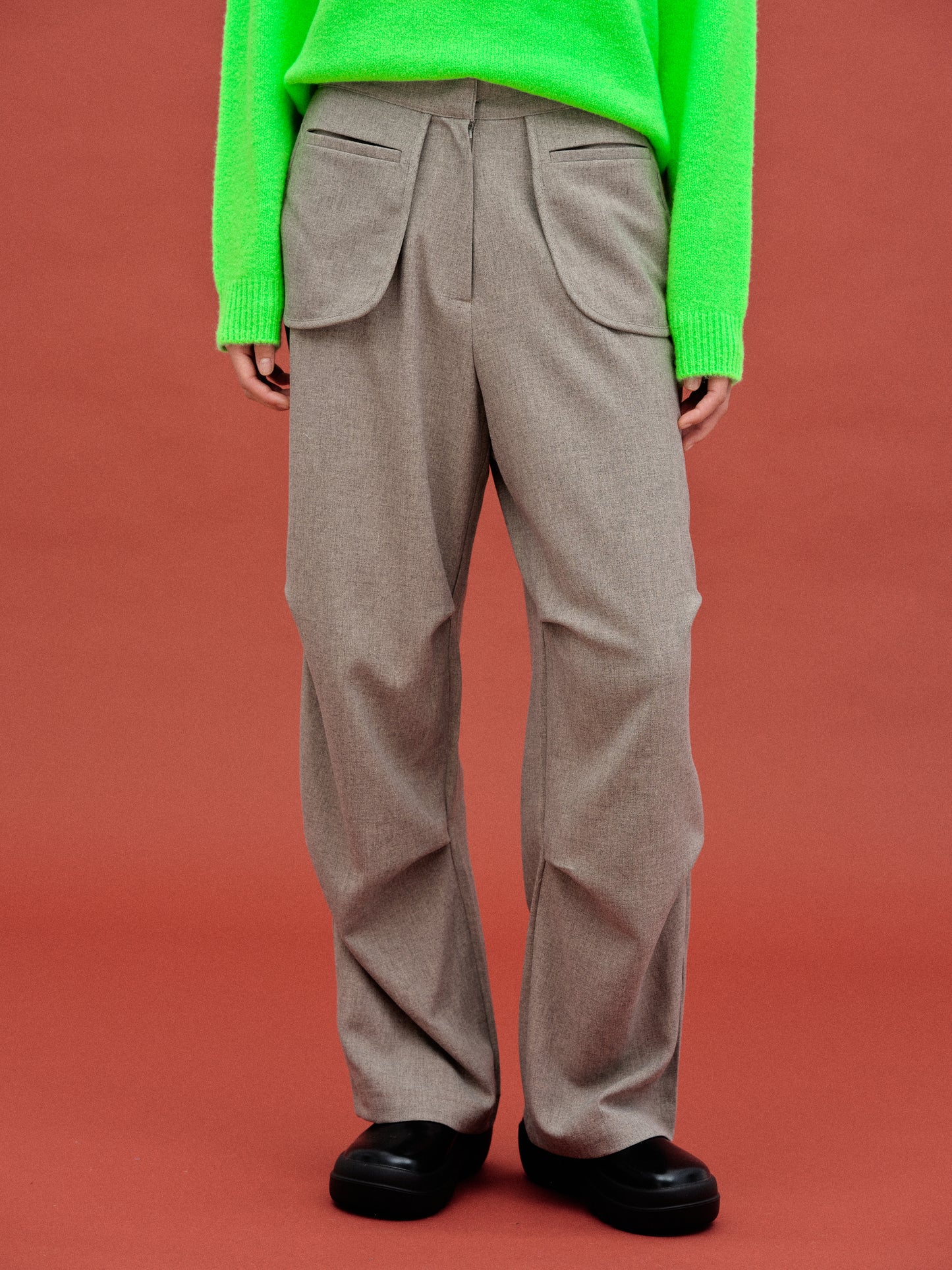 Inside-Out Pocket Trousers, Grey Melange
