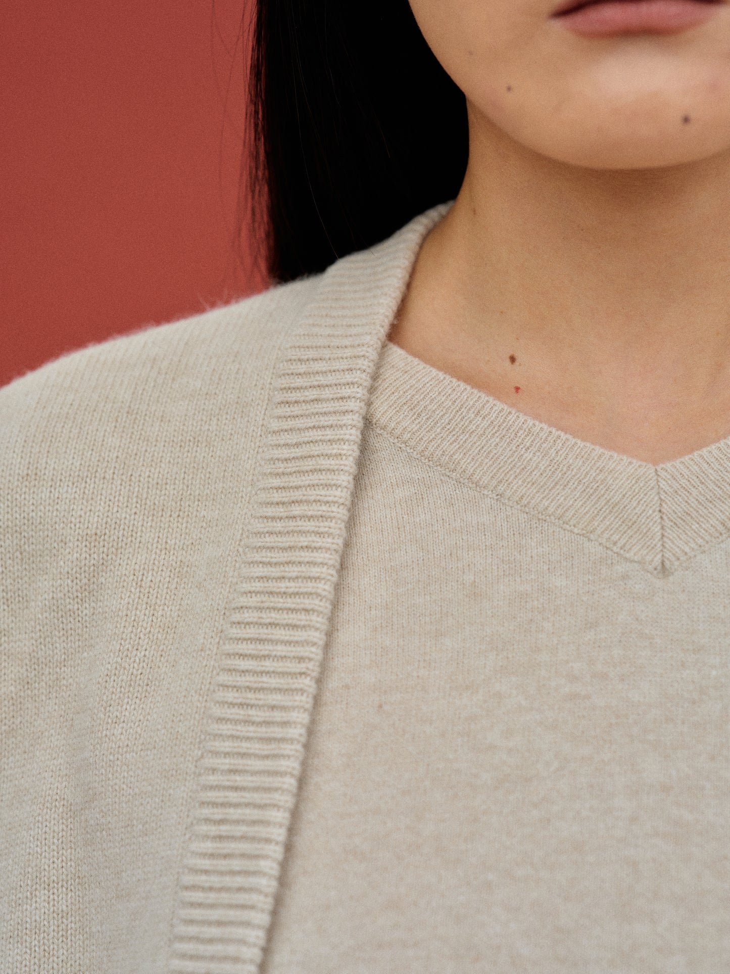 Layered Knit Cardigan, Beige