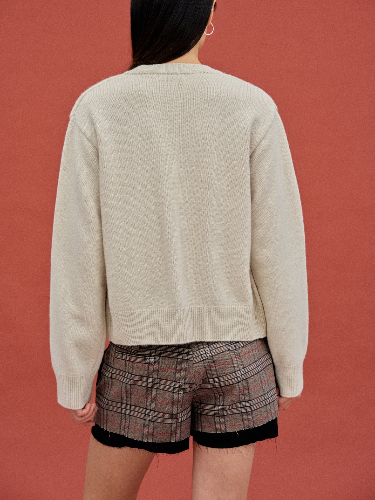 Layered Knit Cardigan, Beige