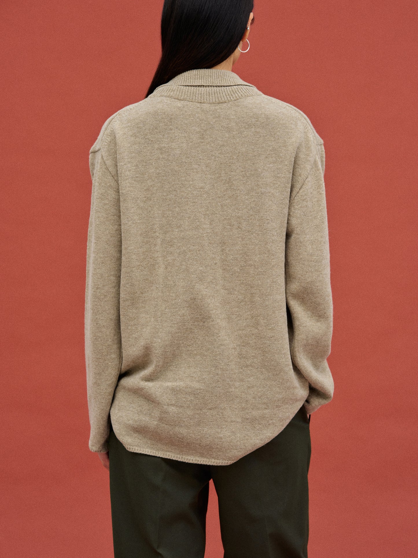 Double Collared Knit, Almond