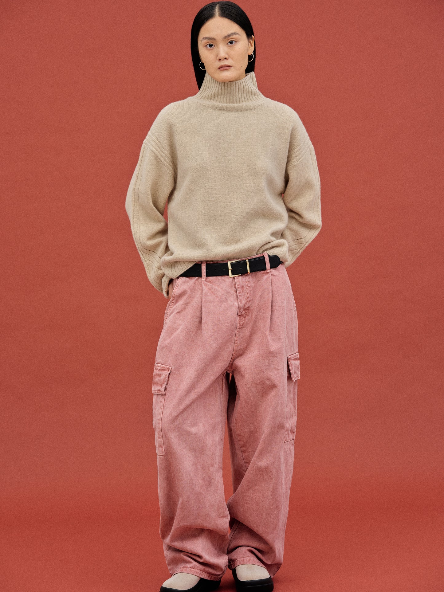 Oversized Cargo Jeans, Pink