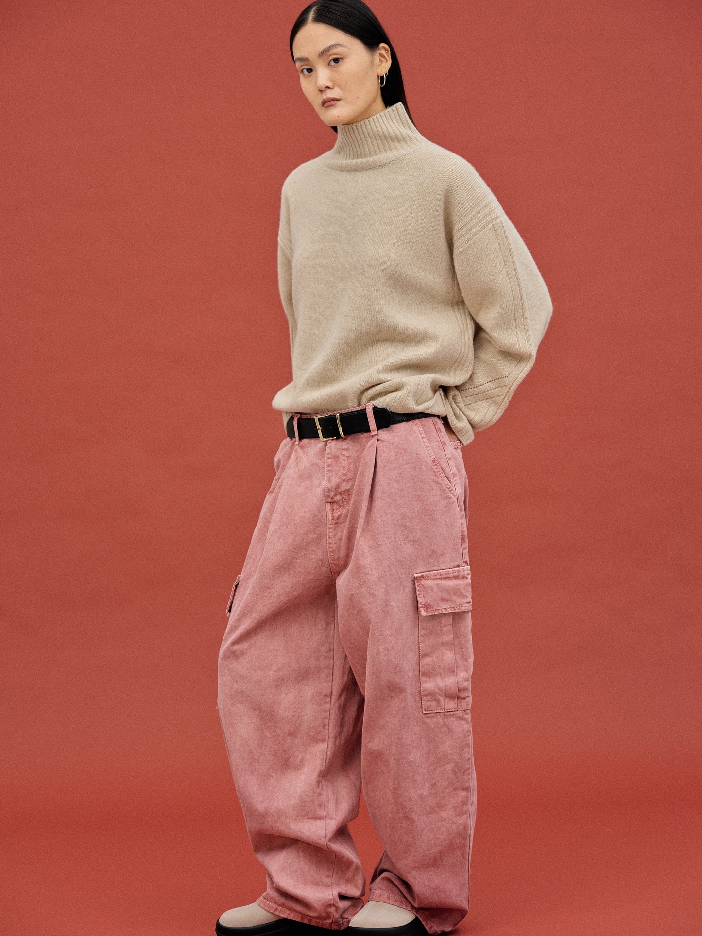 Oversized Cargo Jeans, Pink