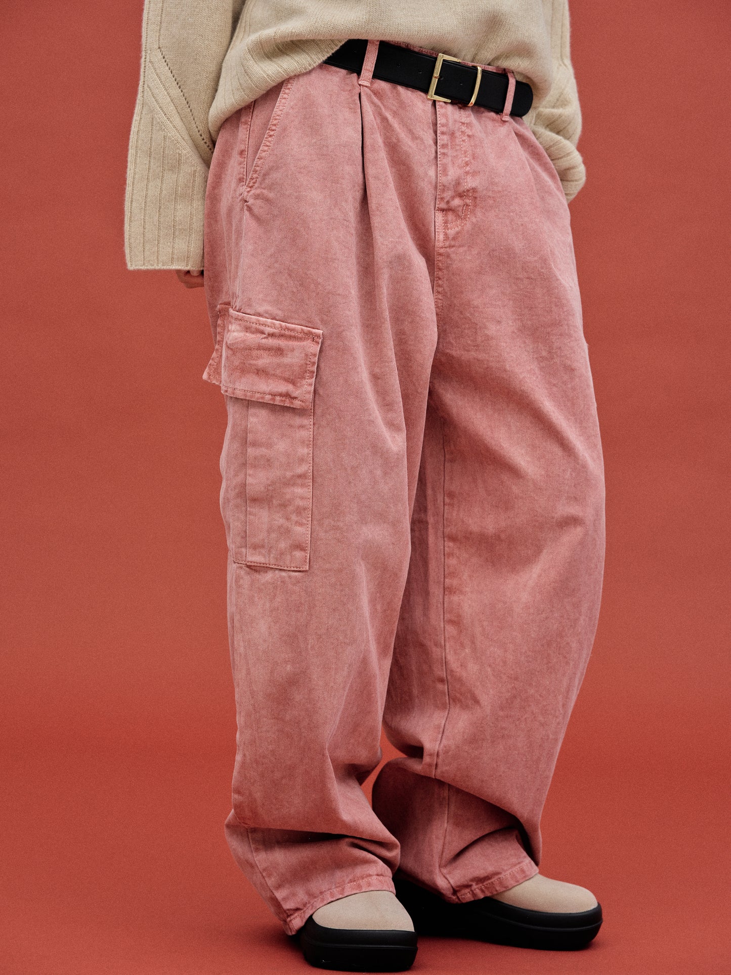 Oversized Cargo Jeans, Pink