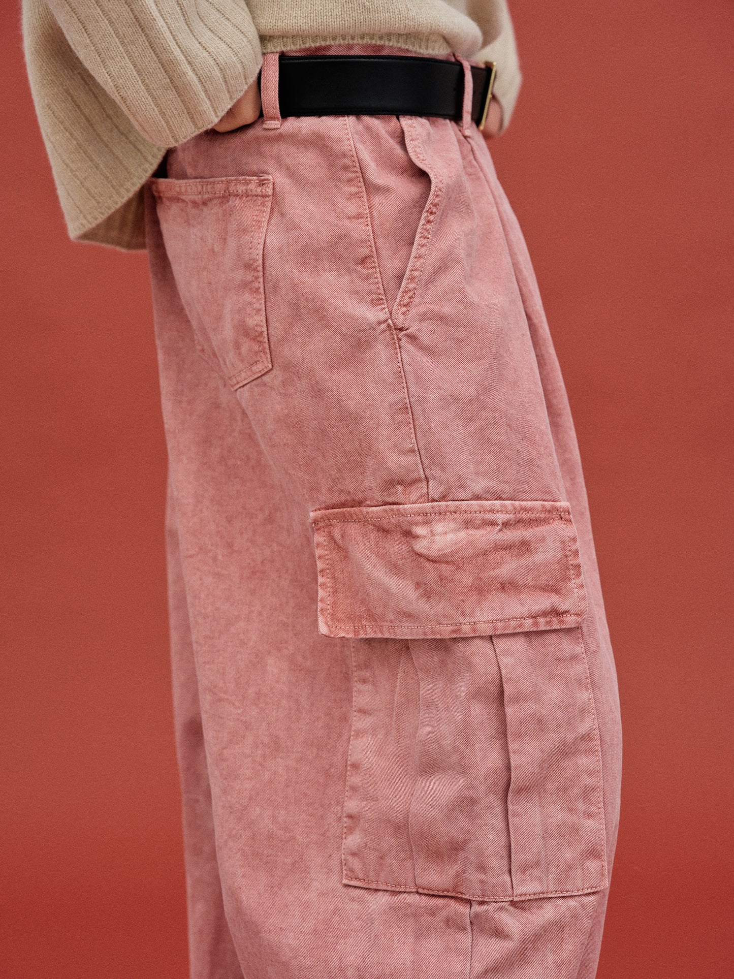Oversized Cargo Jeans, Pink