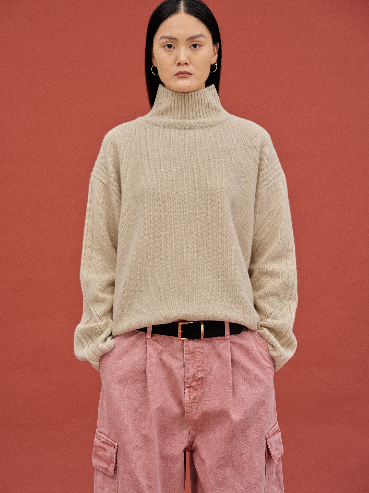 Cashmere Turtleneck Sweater, Sand