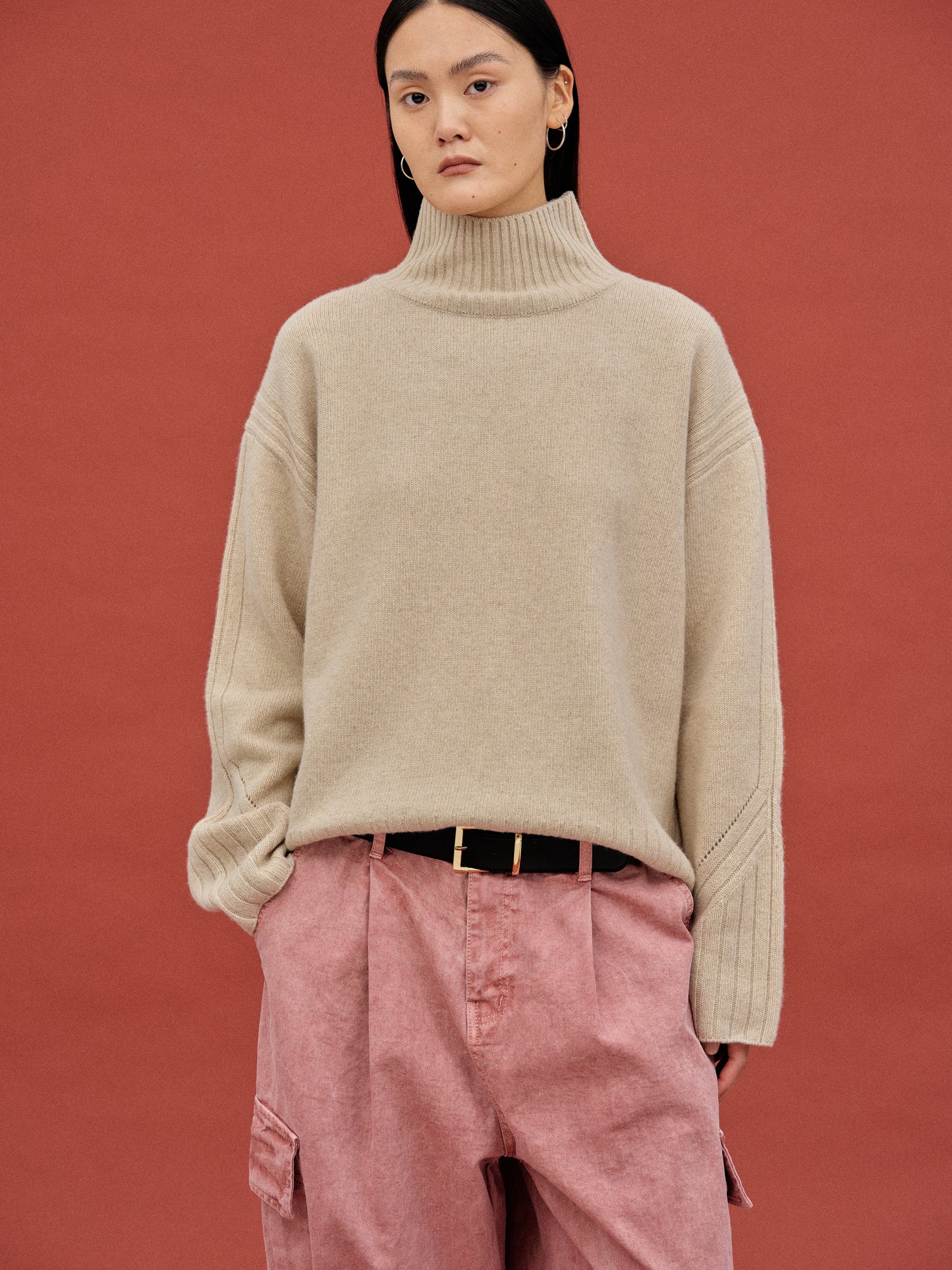 Cashmere Turtleneck Sweater, Sand