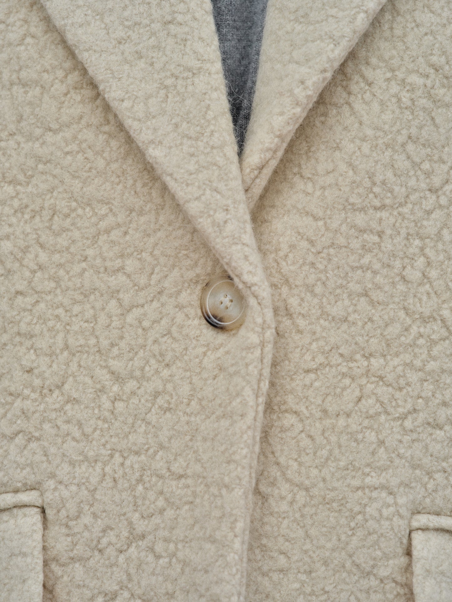 Long Bouclé Coat, Ivory
