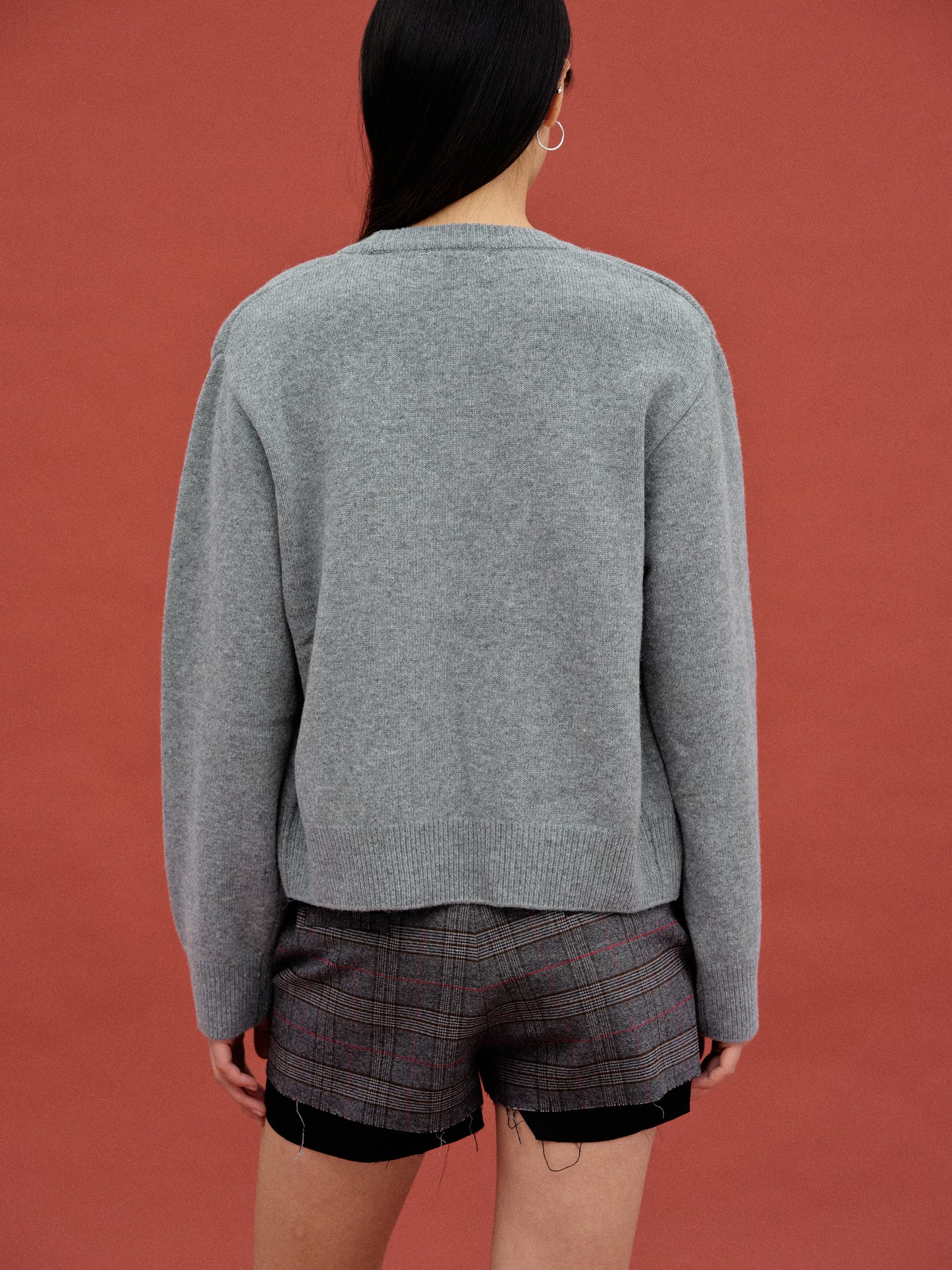 Layered Knit Cardigan, Grey