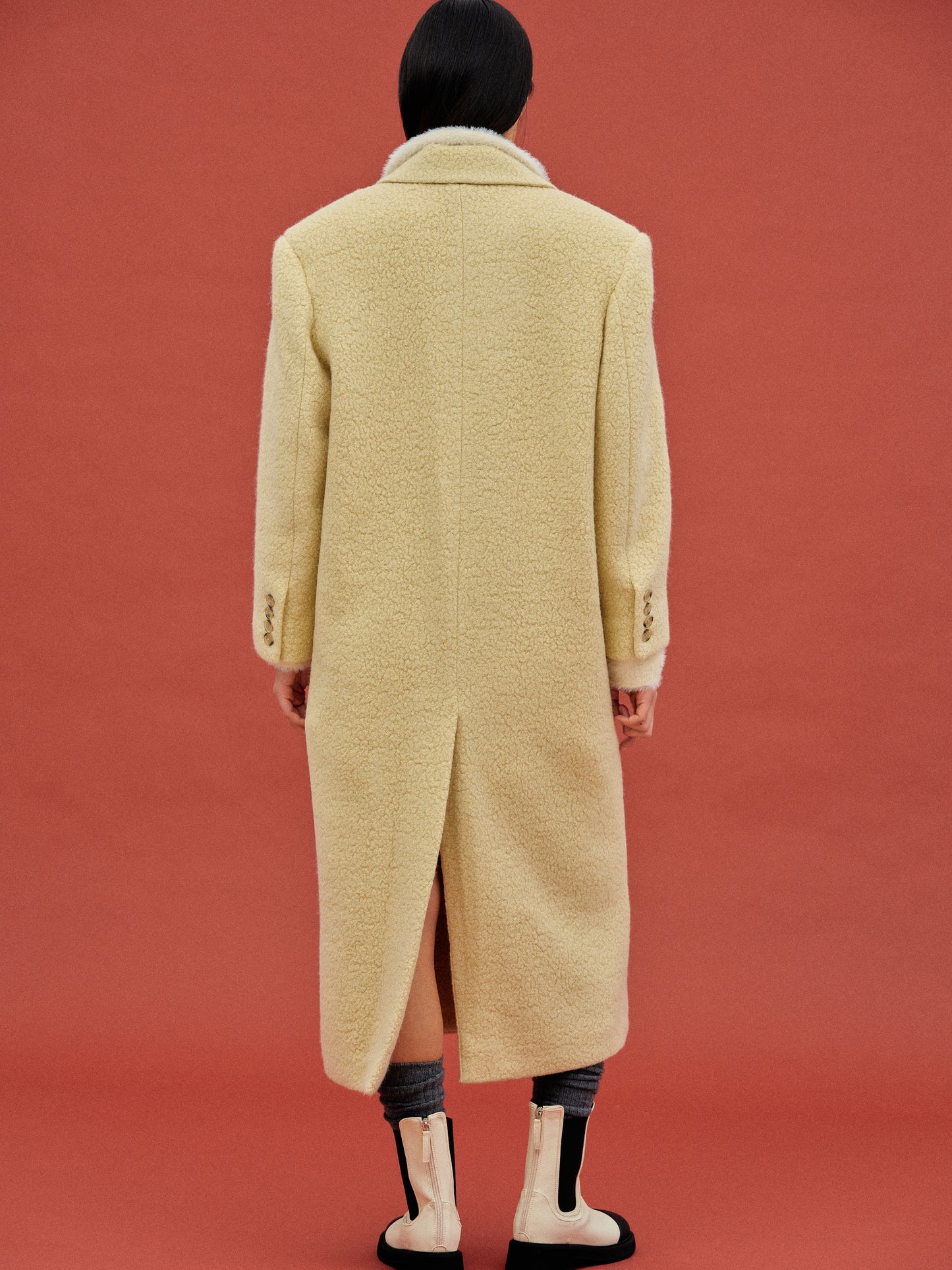 Long Bouclé Coat, Vanilla