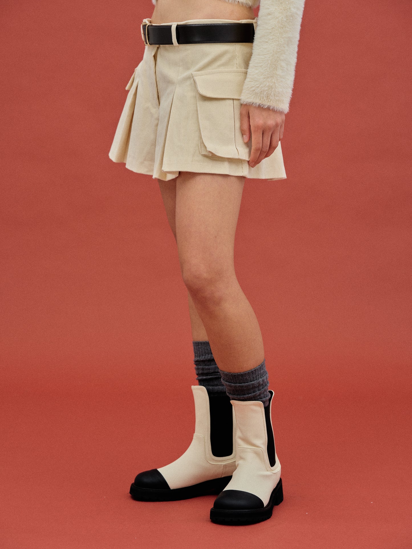 Corduroy Cargo Shorts, Beige