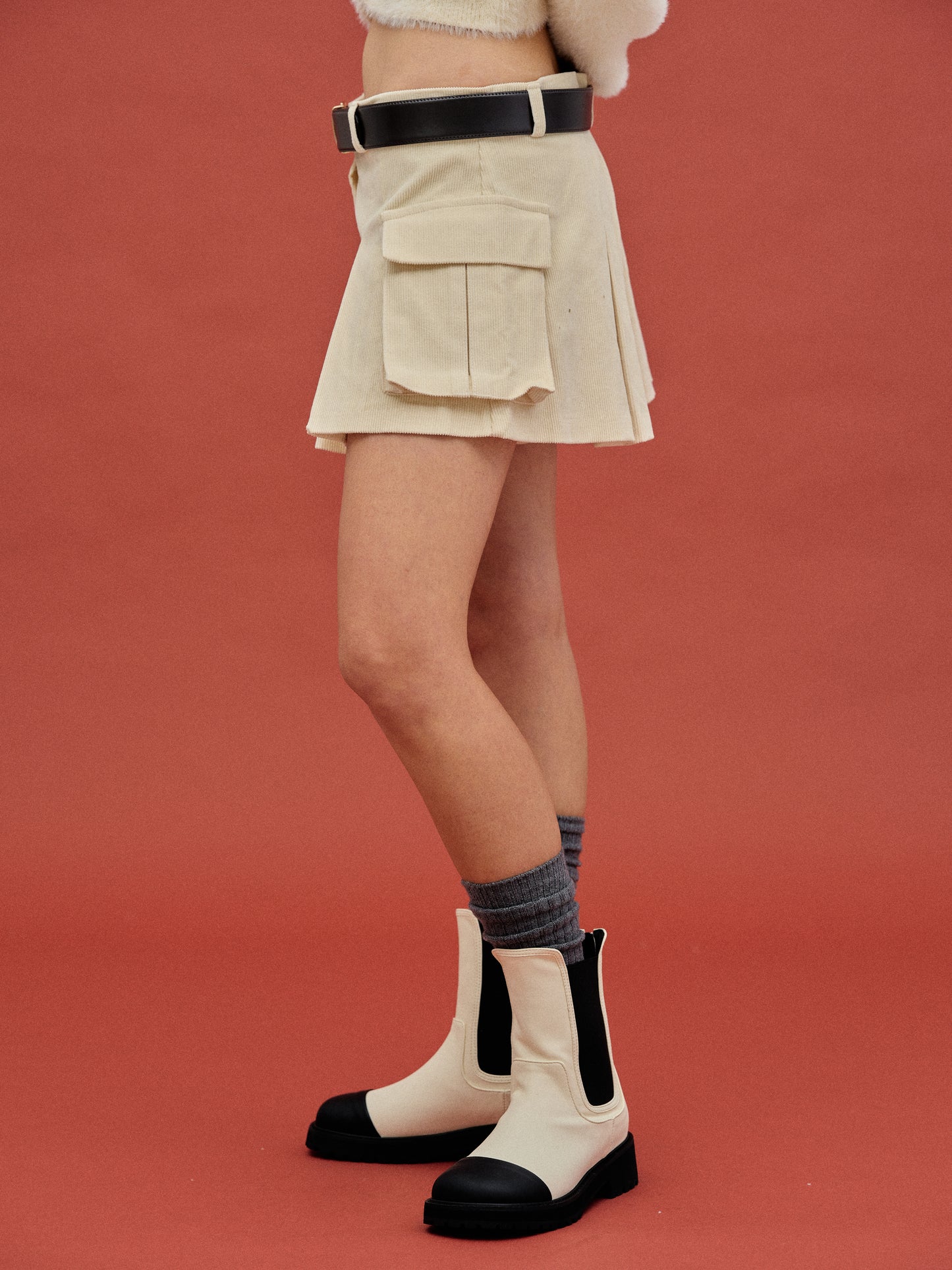 Corduroy Cargo Shorts, Beige