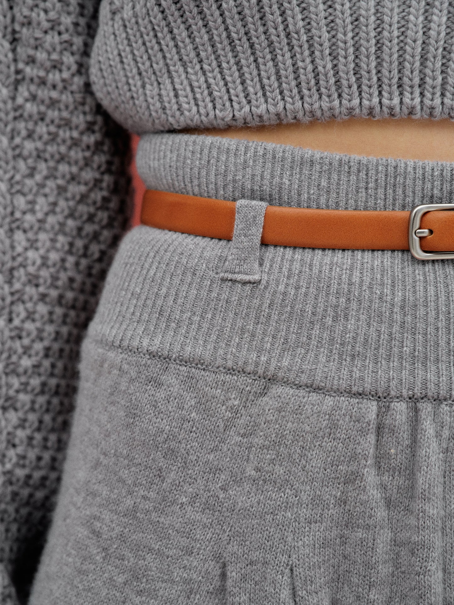Cashmere Blend Knit Pants, Grey