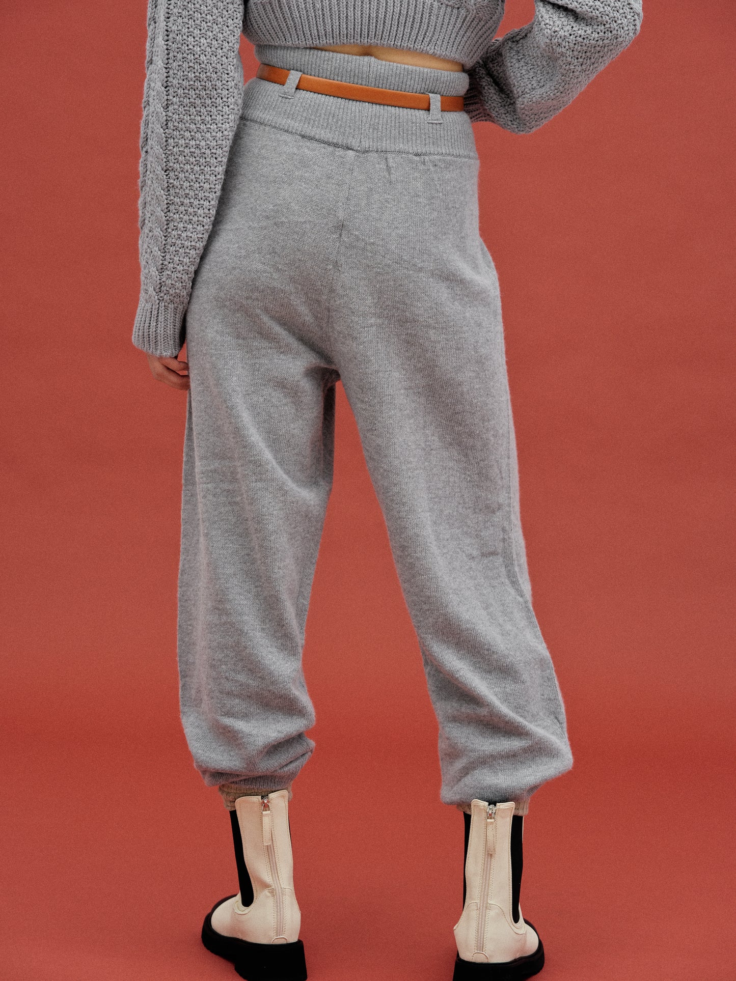 Cashmere Blend Knit Pants, Grey