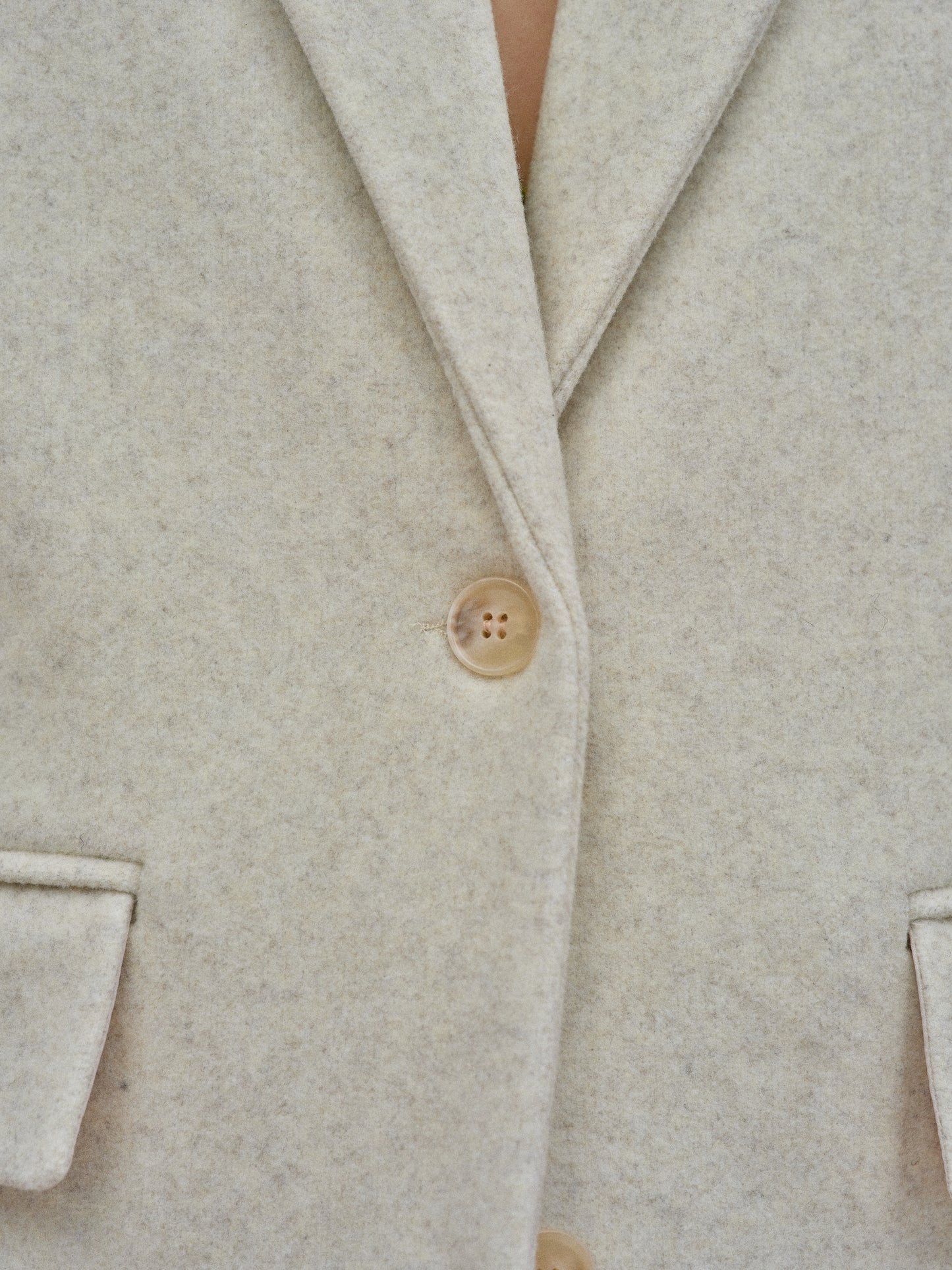 Structured Wool Blazer, Oat Melange