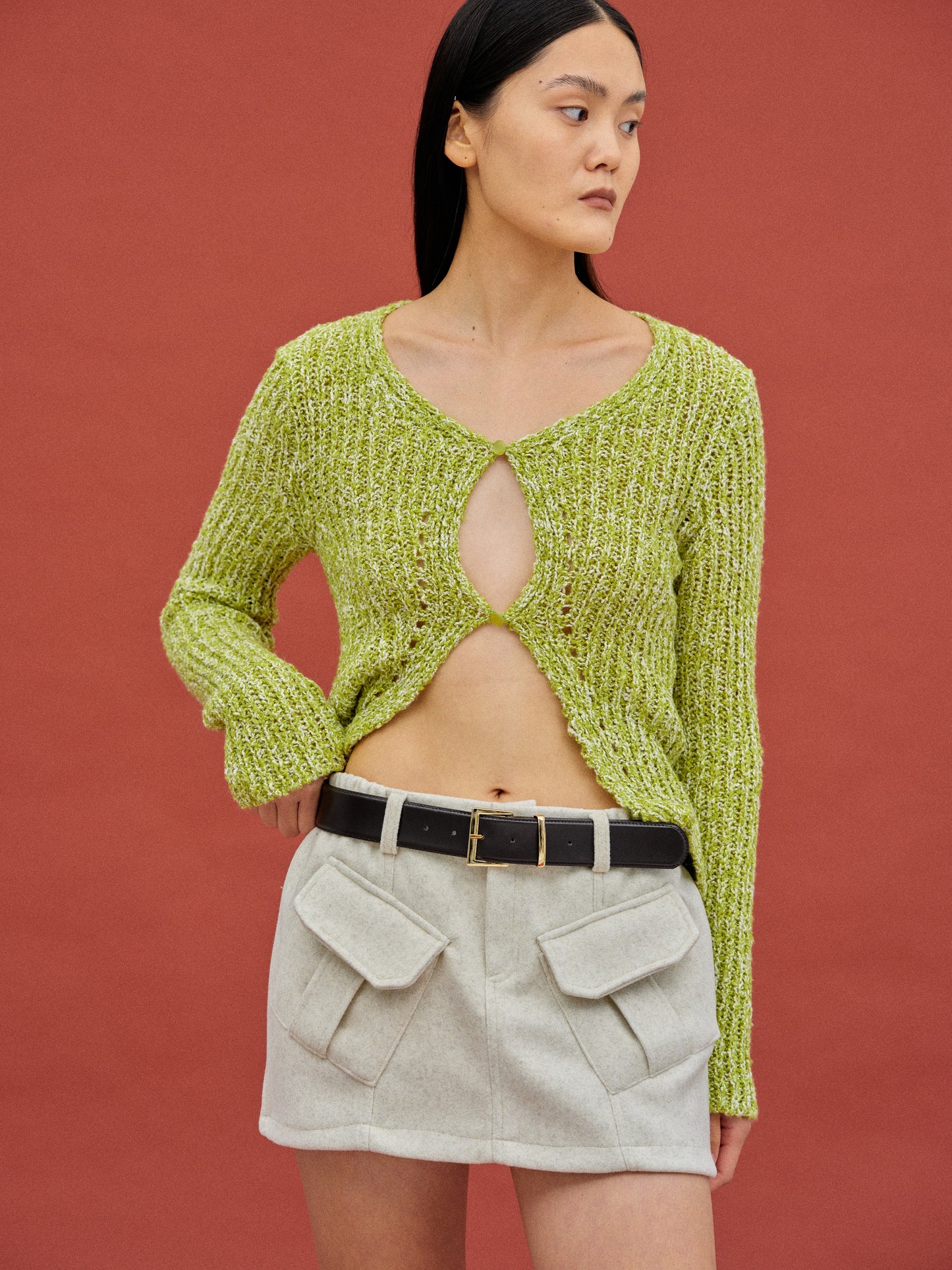 Two-Button Knit, Green