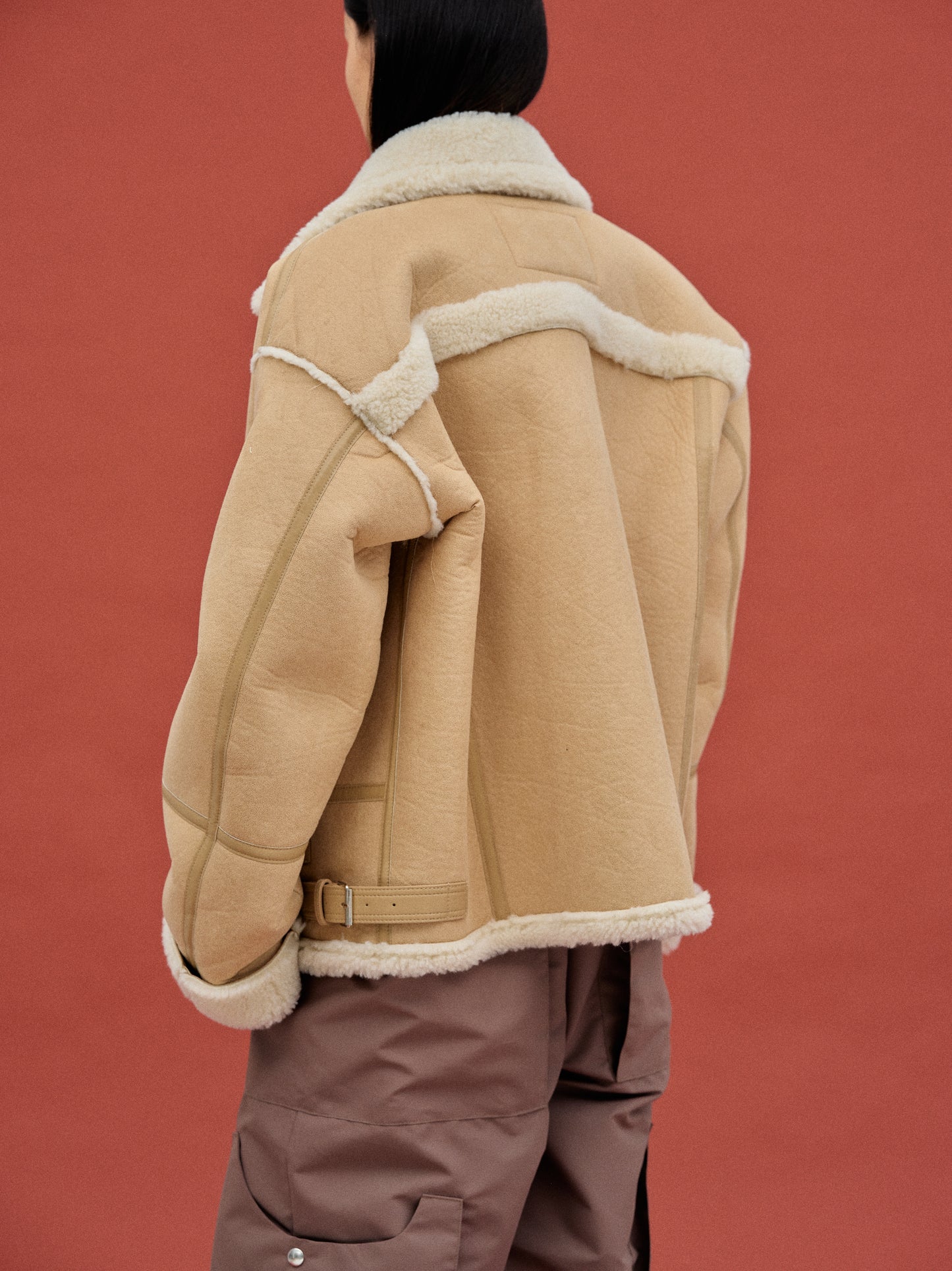 Oversized Shearling Coat, Camel