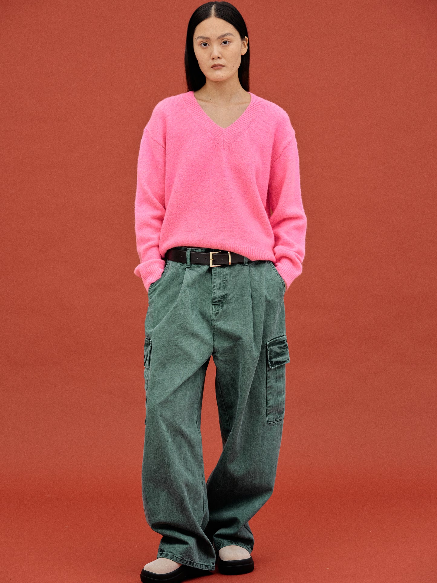 Oversized Cargo Jeans, Green