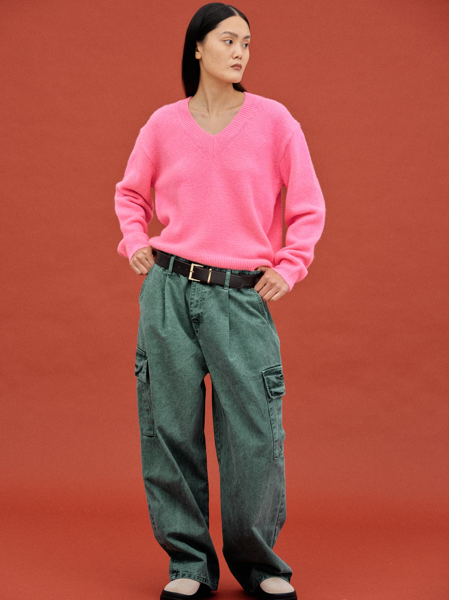Oversized Cargo Jeans, Green