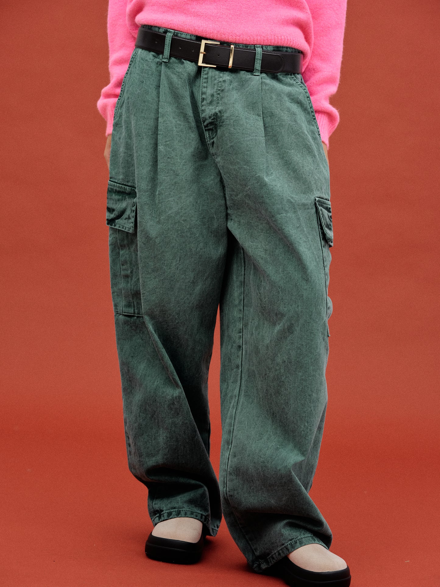 Oversized Cargo Jeans, Green