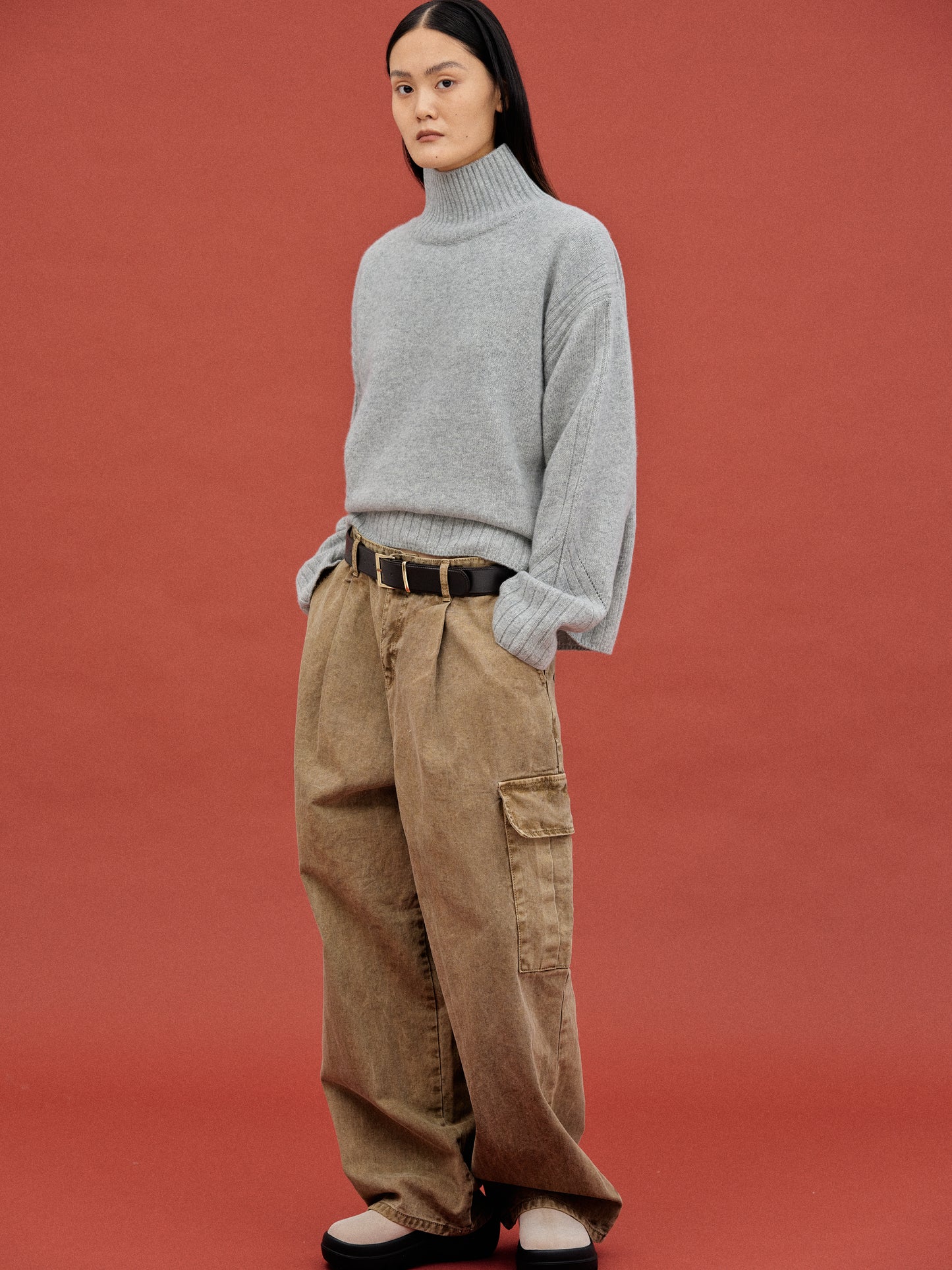 Oversized Cargo Jeans, Brunette