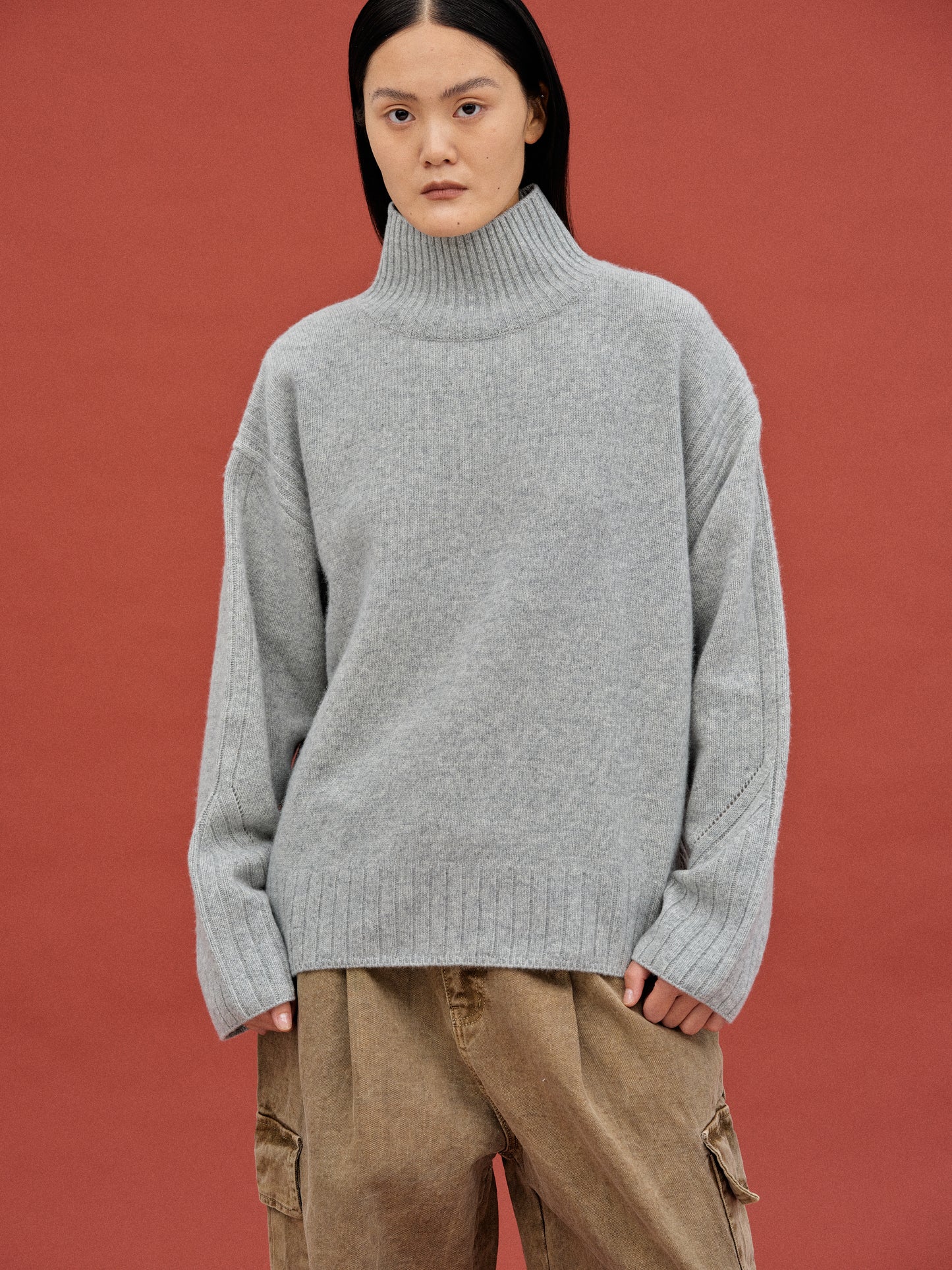 Cashmere Turtleneck Sweater, Grey