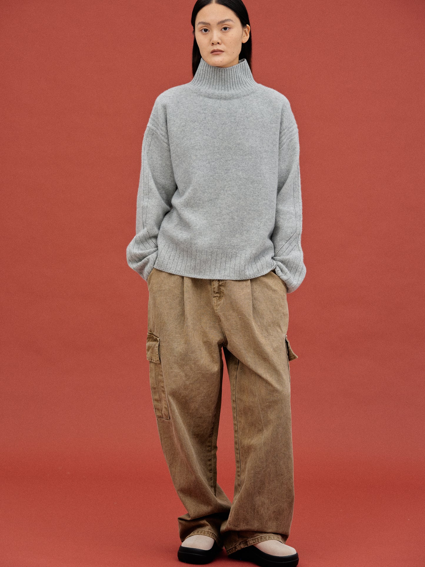Cashmere Turtleneck Sweater, Grey