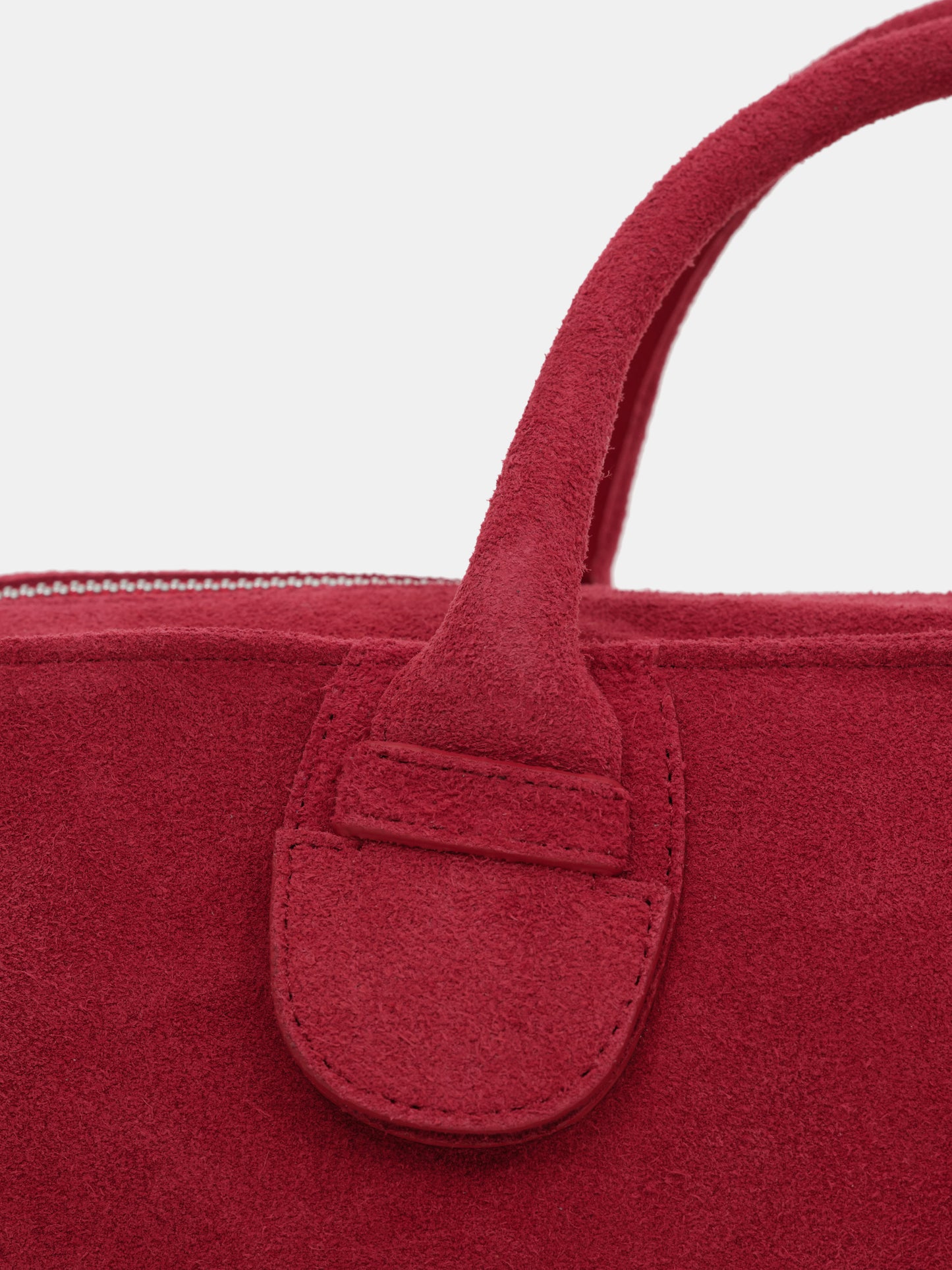 Leather Suede Rectangular Handbag, Red