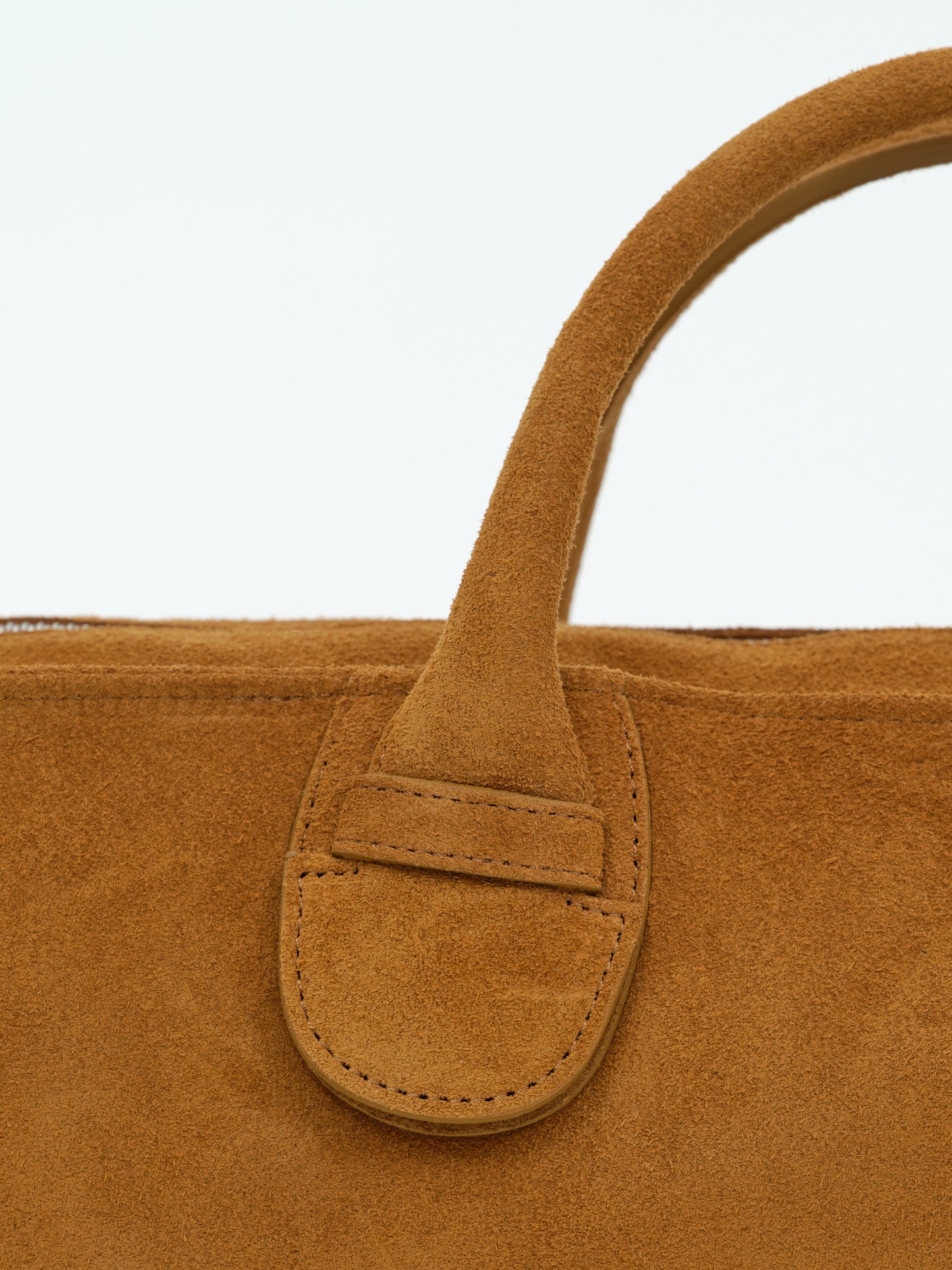 Leather Suede Rectangular Handbag, Camel