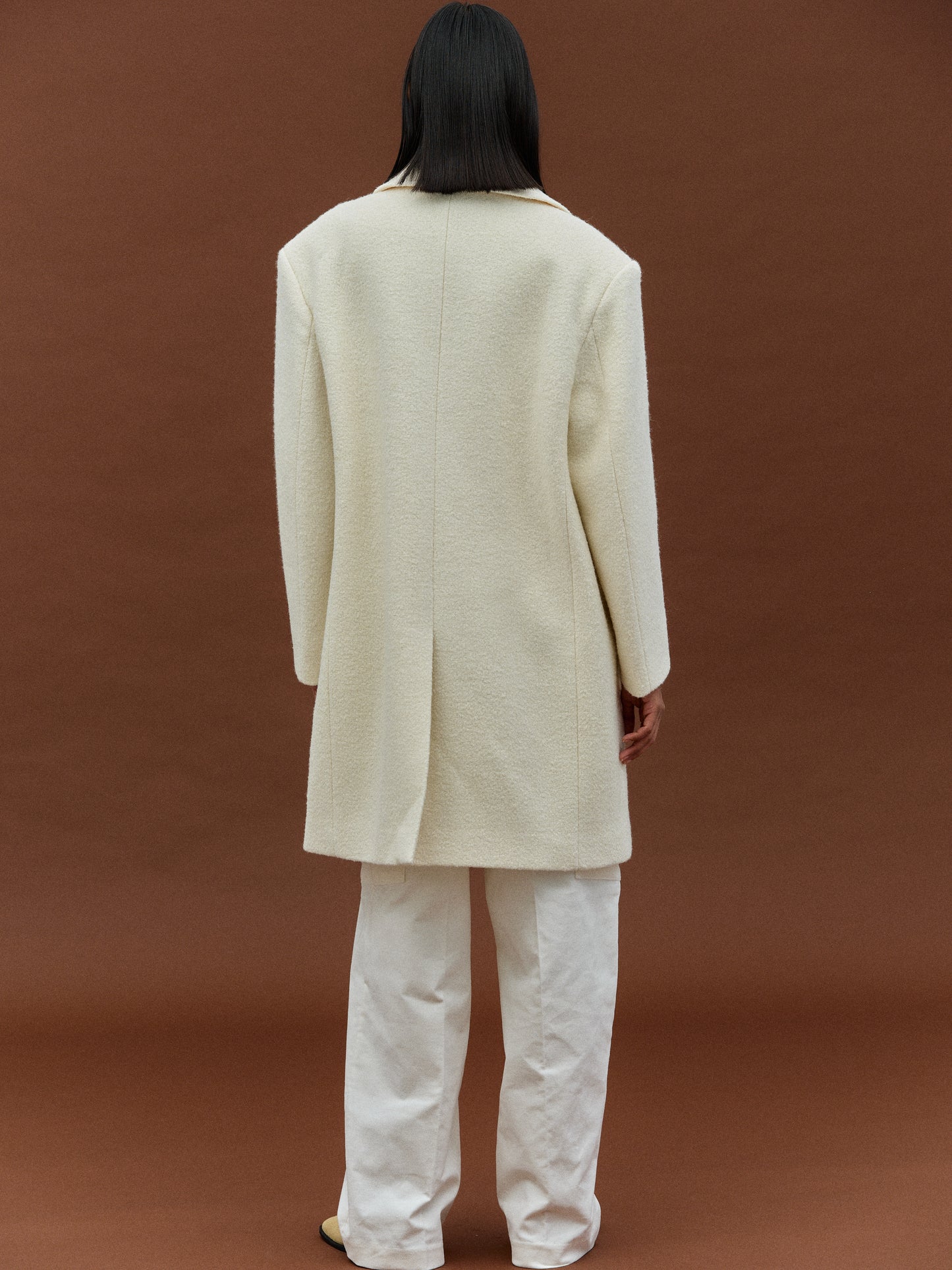 Tweed Boucle Coat, Ivory