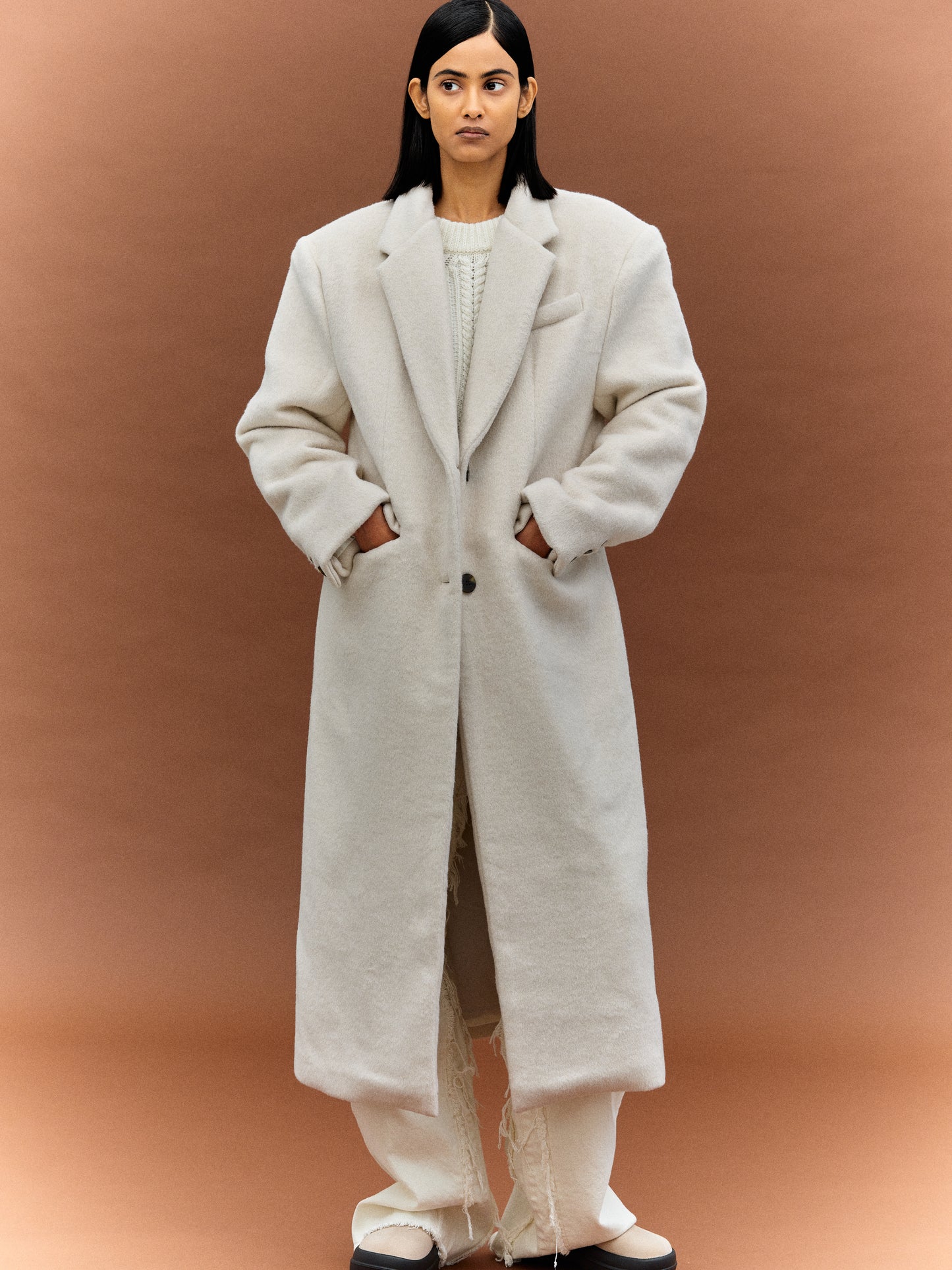 Shaggy Padded Coat, Alabaster