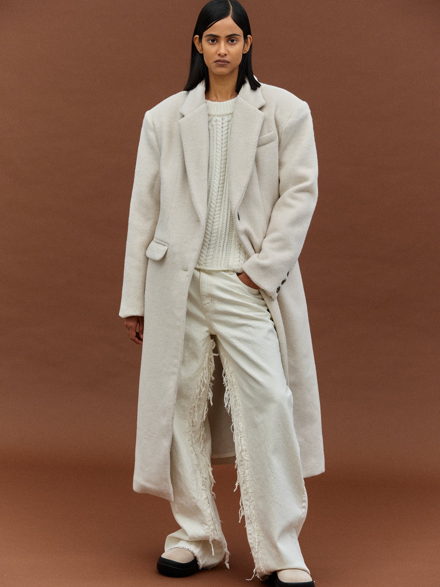 Shaggy Padded Coat, Alabaster