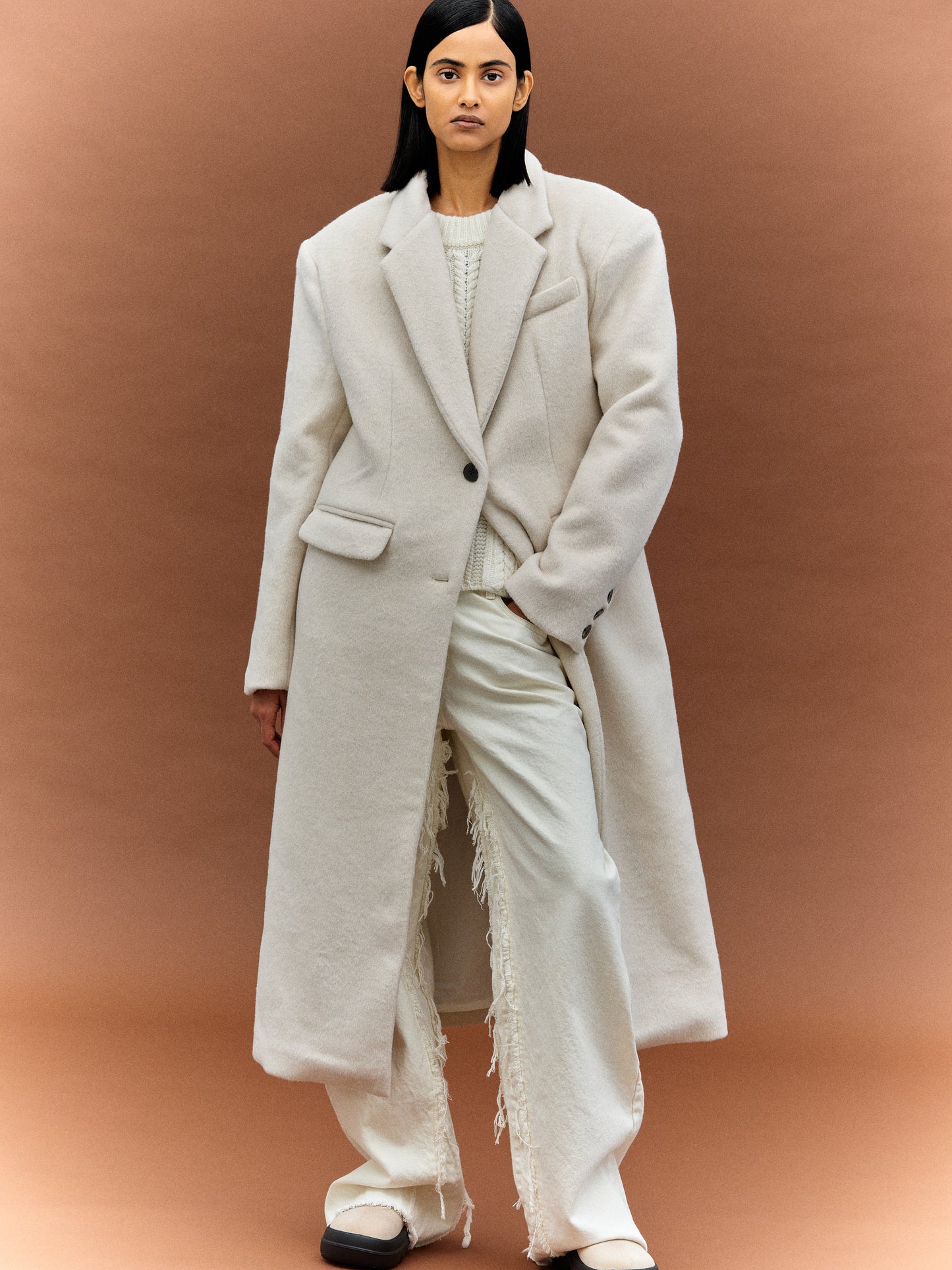 Shaggy Padded Coat, Alabaster
