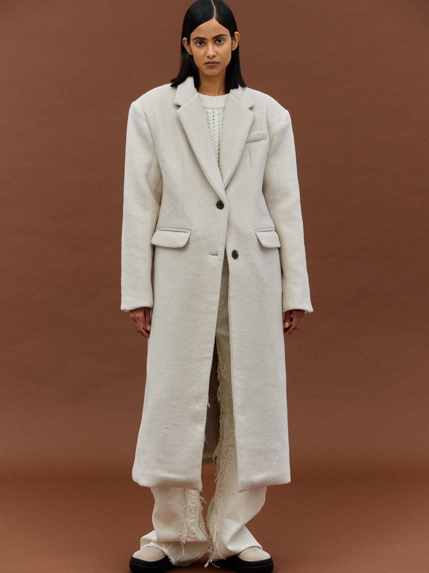 Shaggy Padded Coat, Alabaster