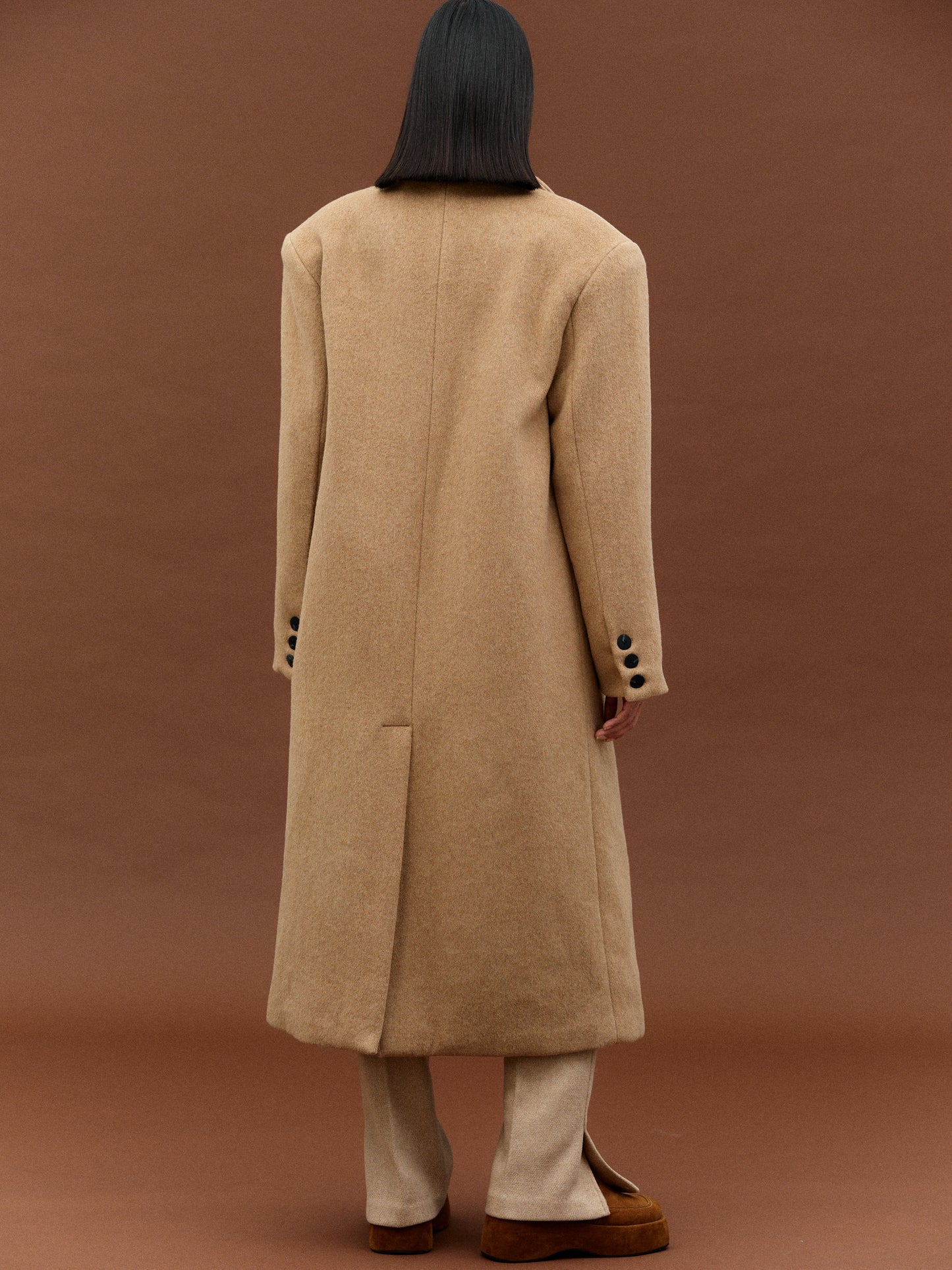 Shaggy Padded Coat, Camel