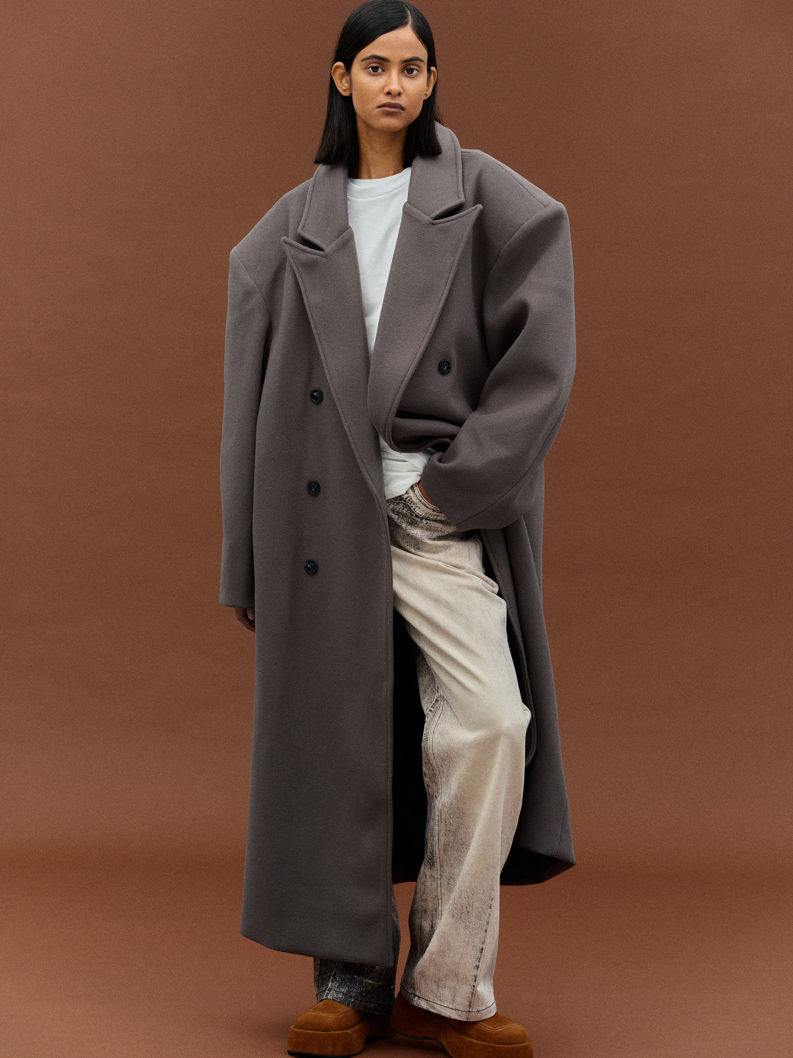Wallis Oversized Grandpa Coat, Grey