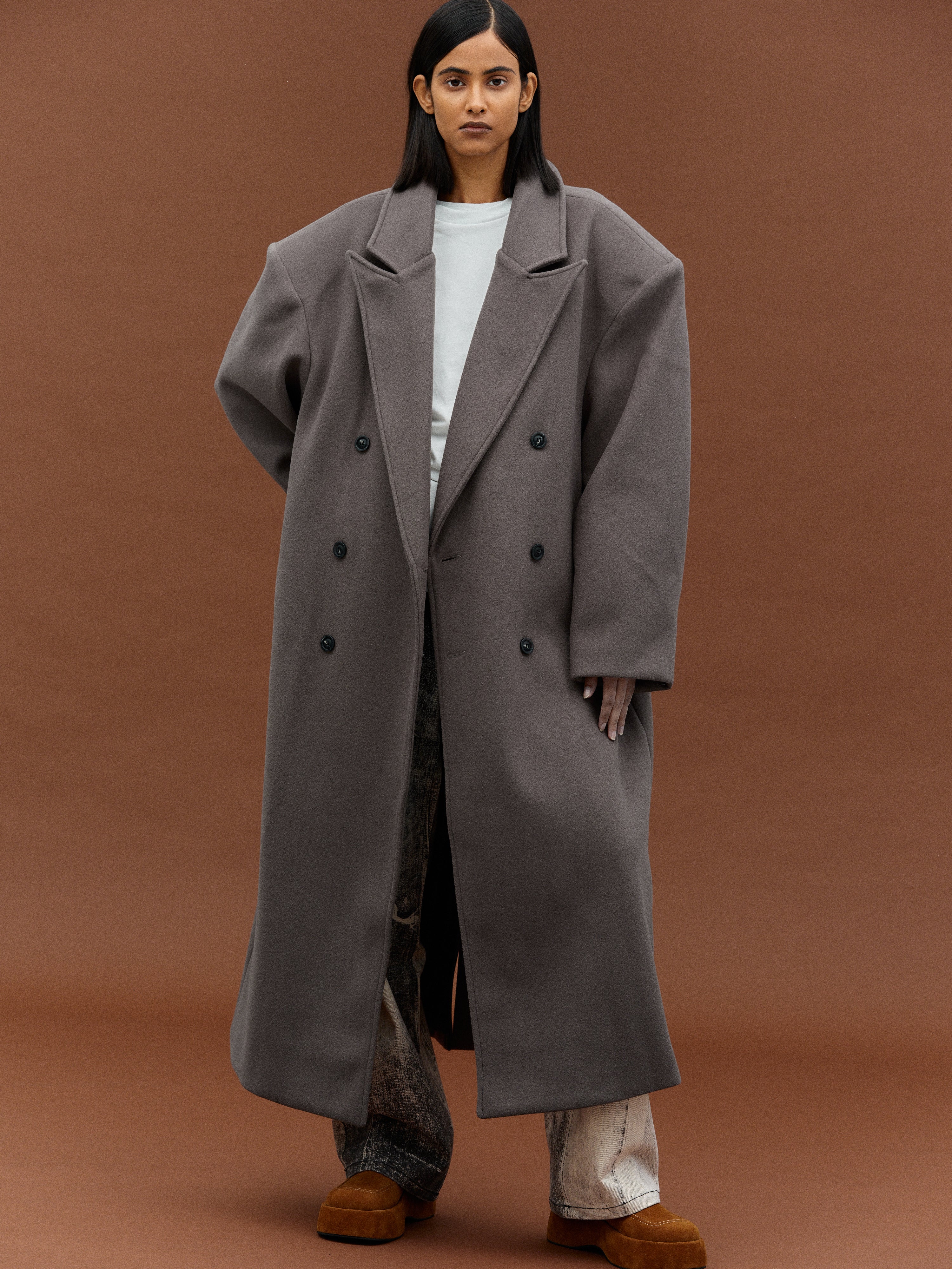 Wallis Oversized Grandpa Coat, Grey