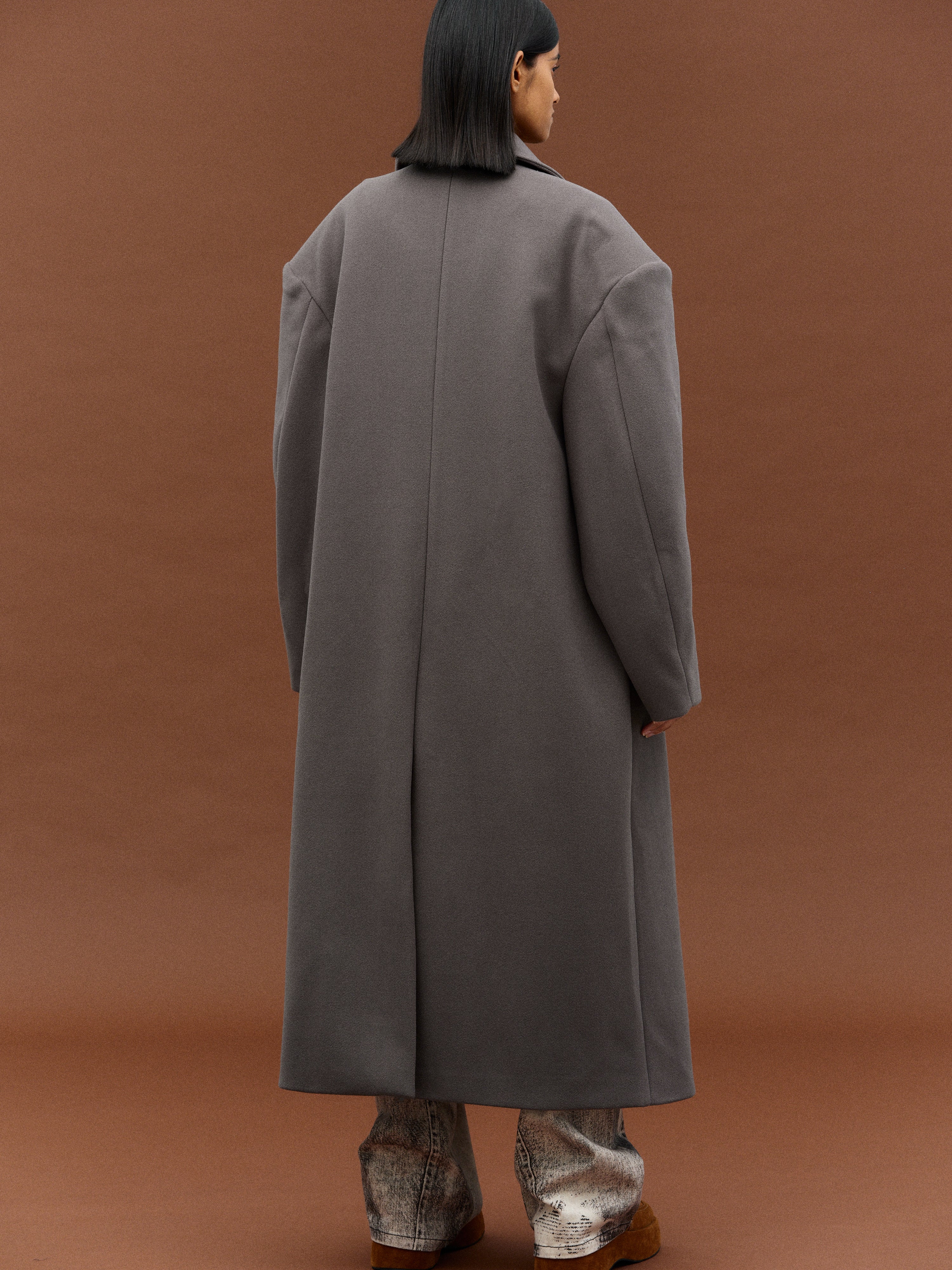 Wallis Oversized Grandpa Coat, Grey