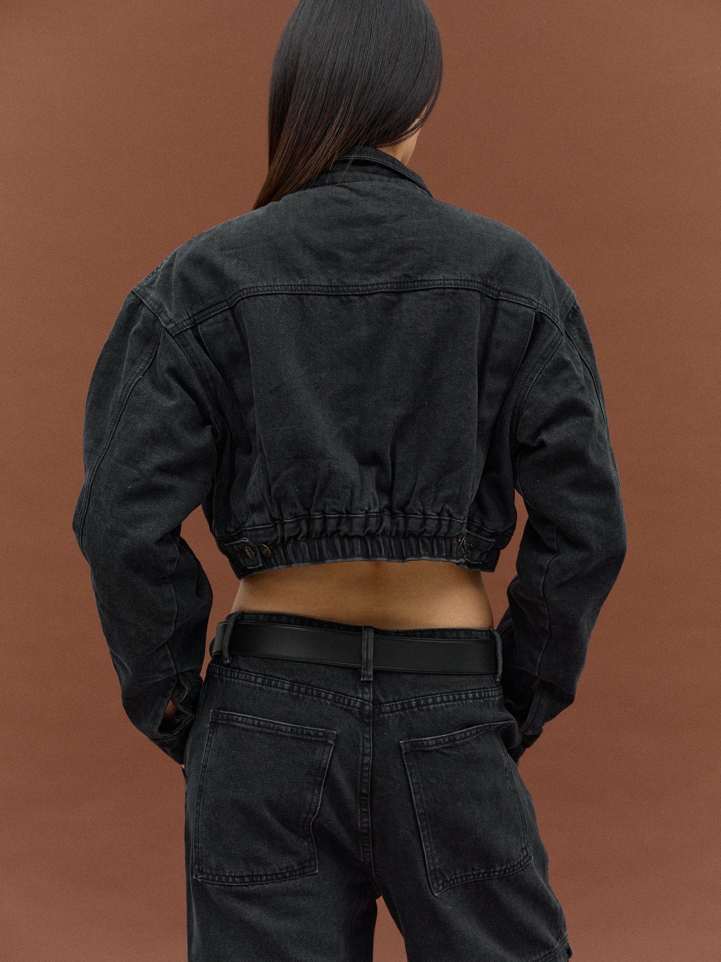 Cargo Denim Jacket, Black Washed