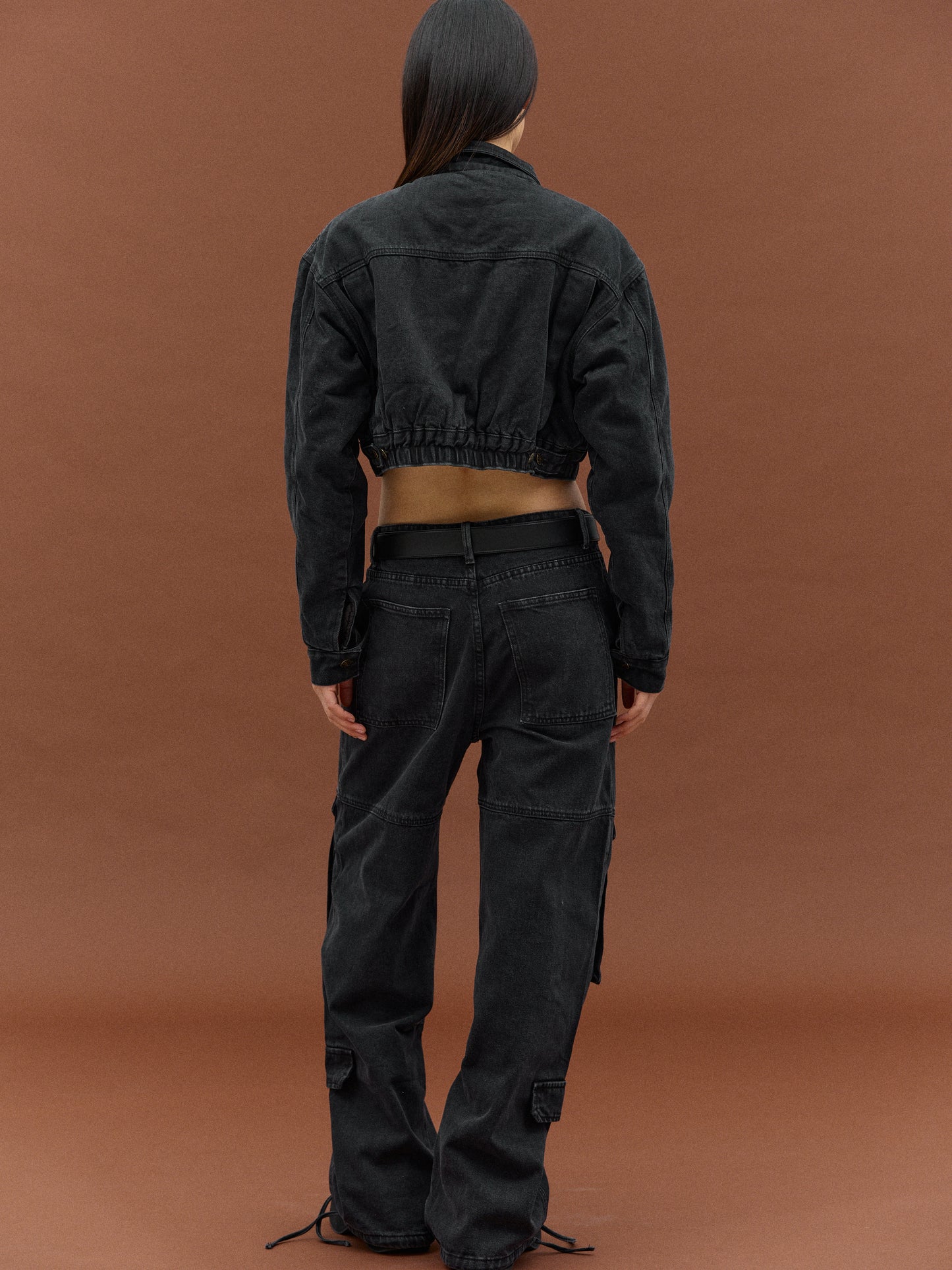 Cargo Denim Jacket, Black Washed