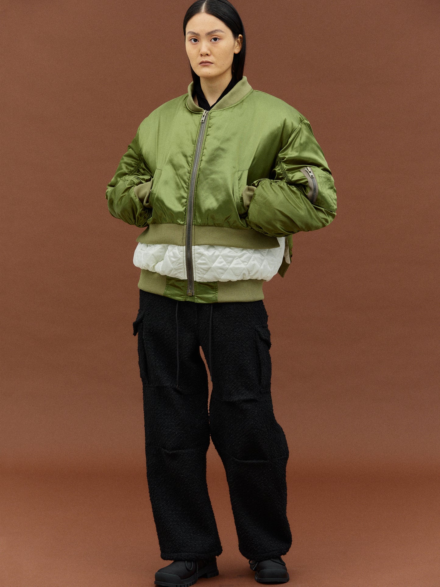 Layered Insulated Bomber, Khaki
