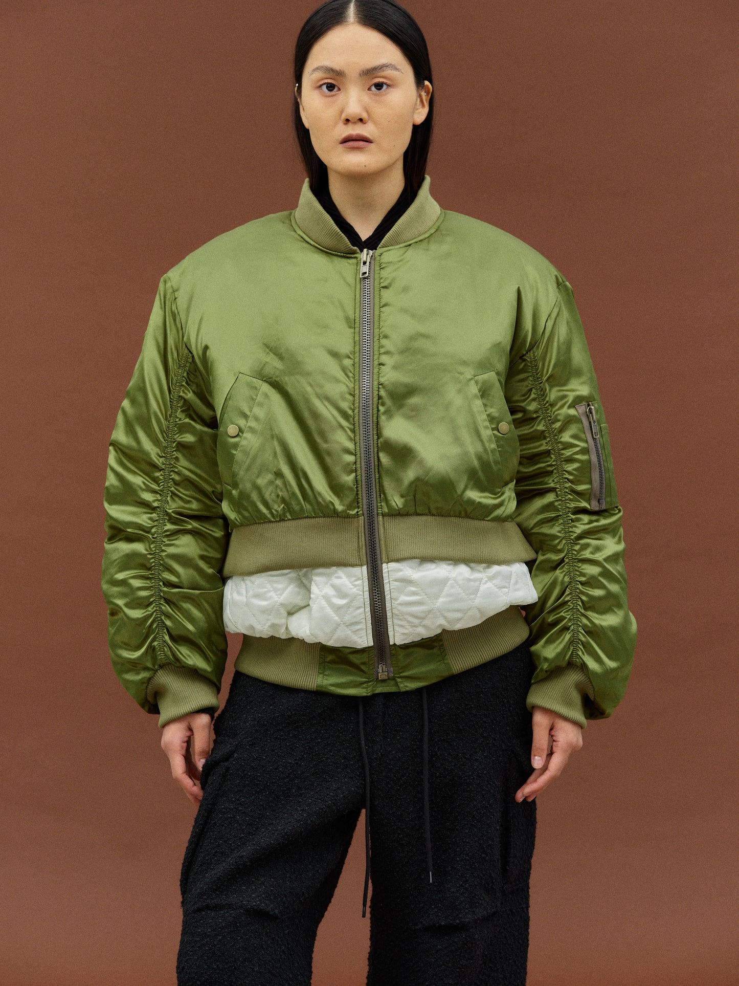 Layered Insulated Bomber, Khaki
