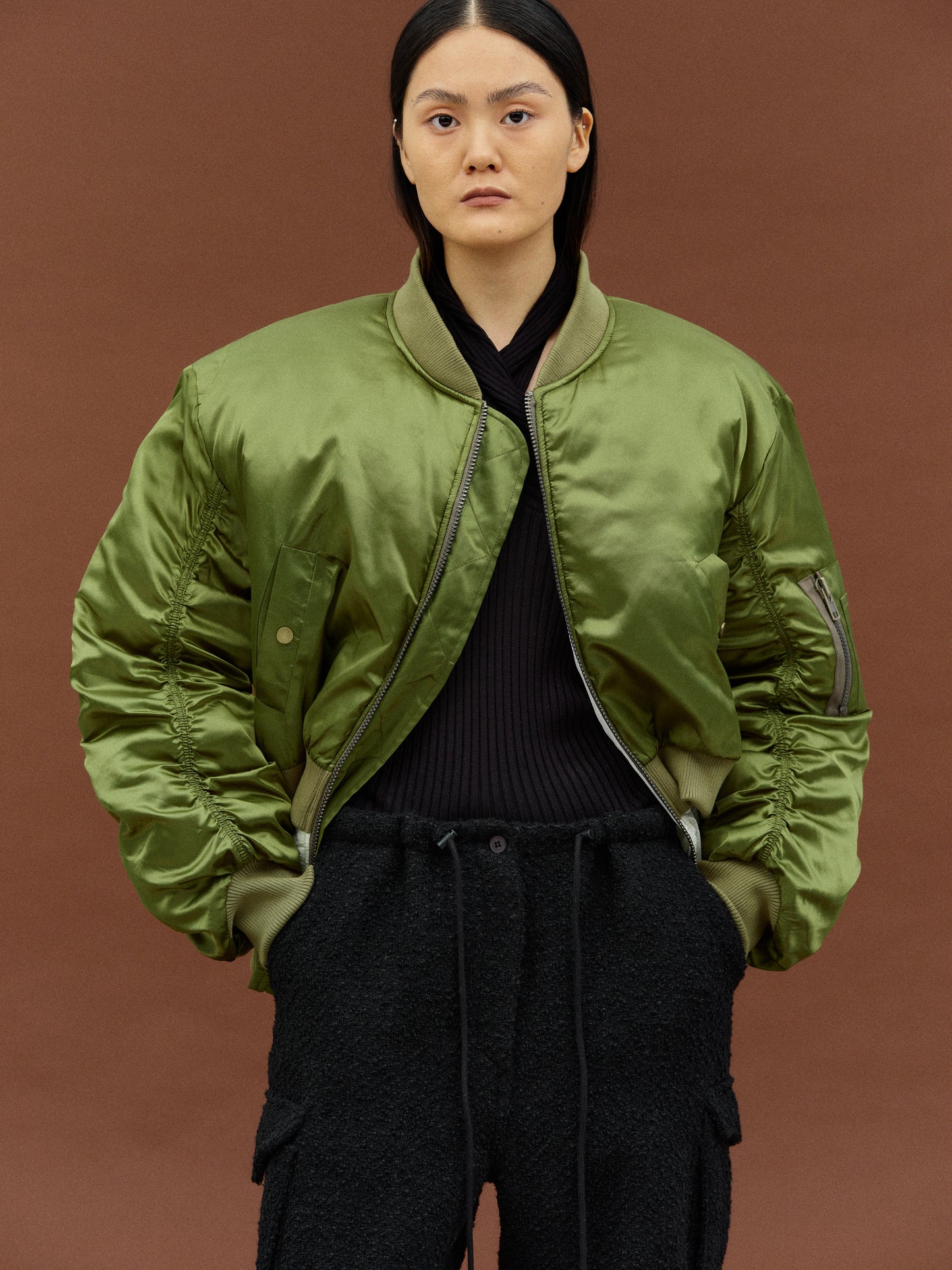 Layered Insulated Bomber, Khaki