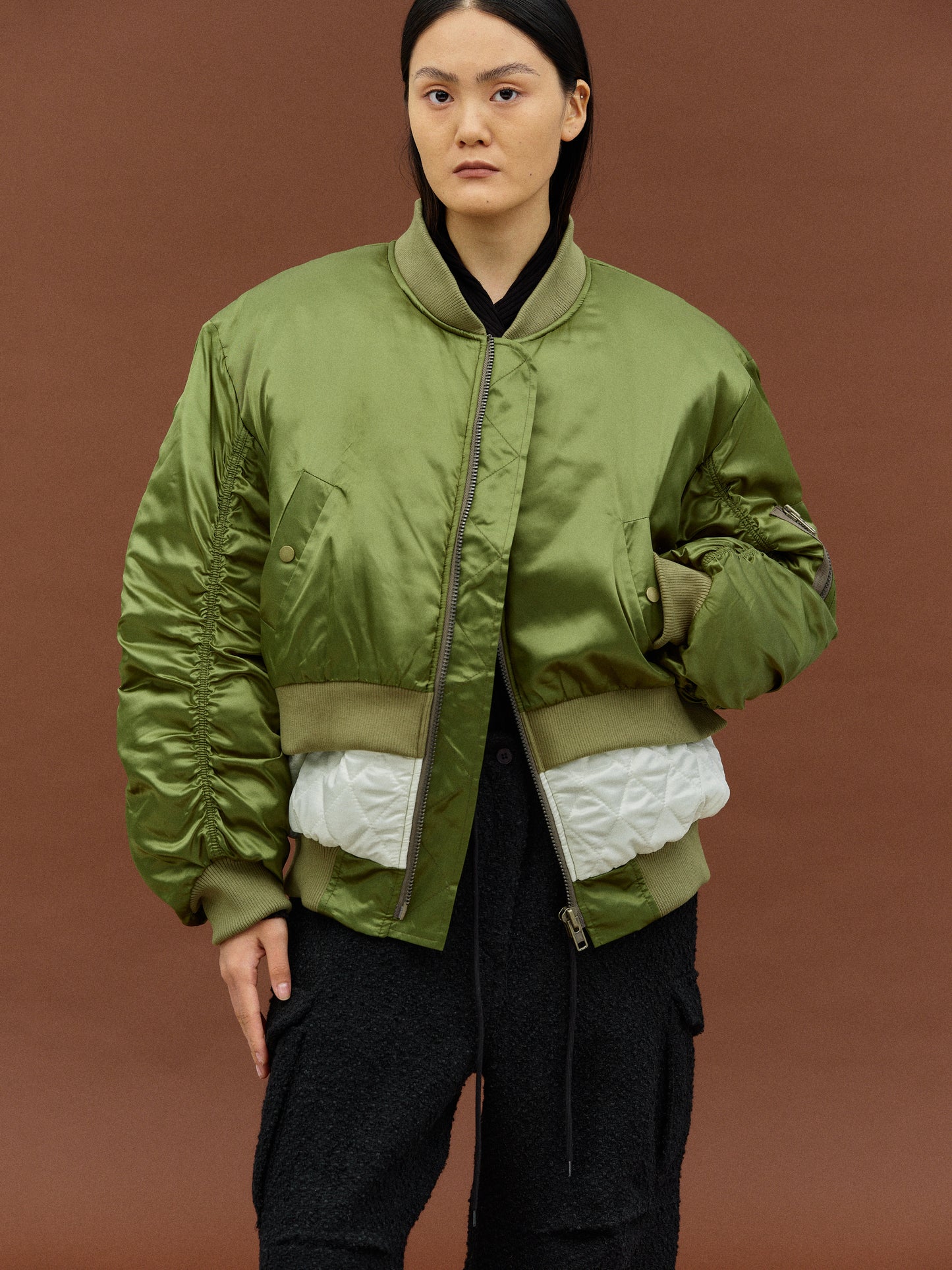 Layered Insulated Bomber, Khaki