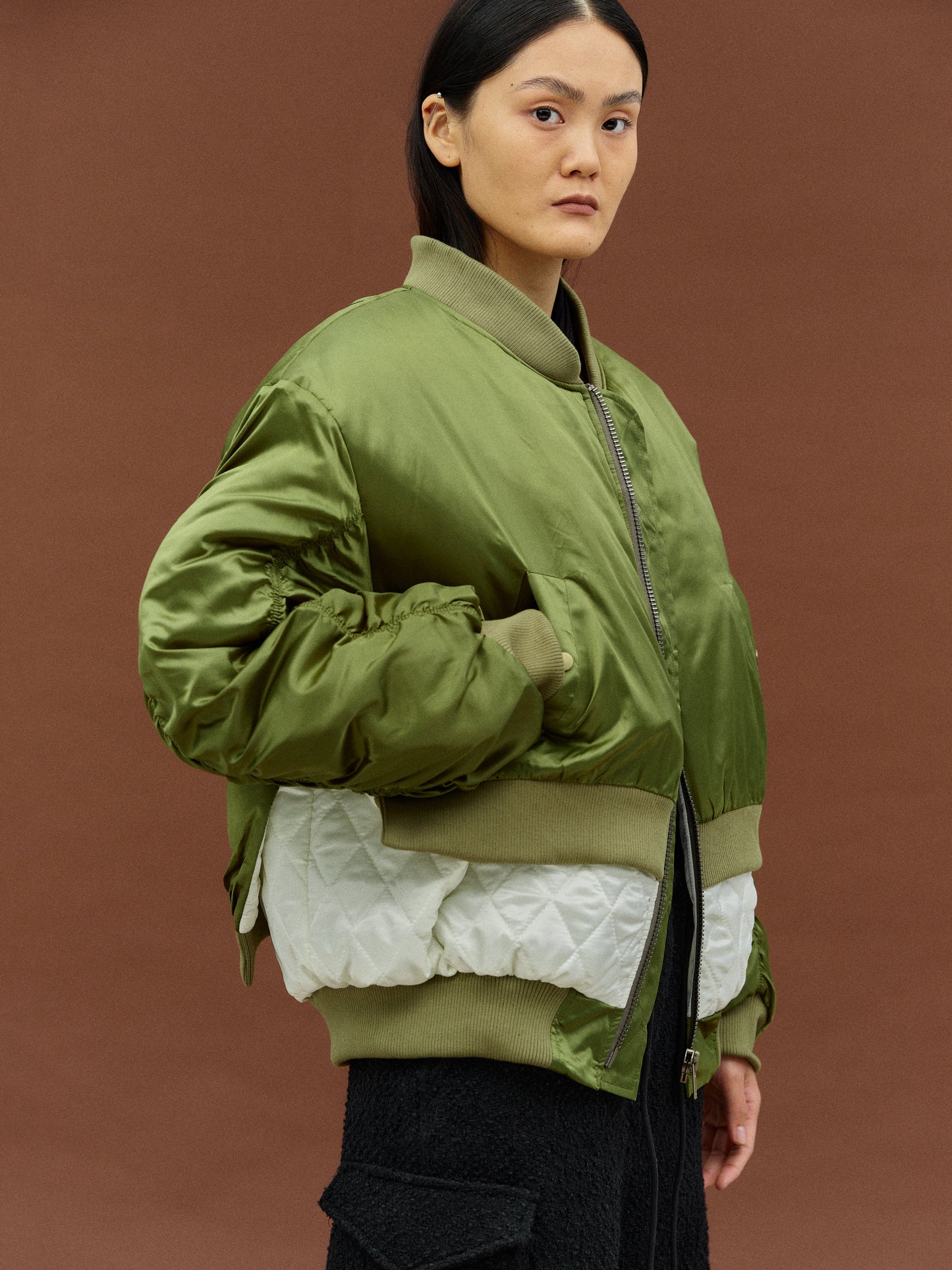 Layered Insulated Bomber, Khaki